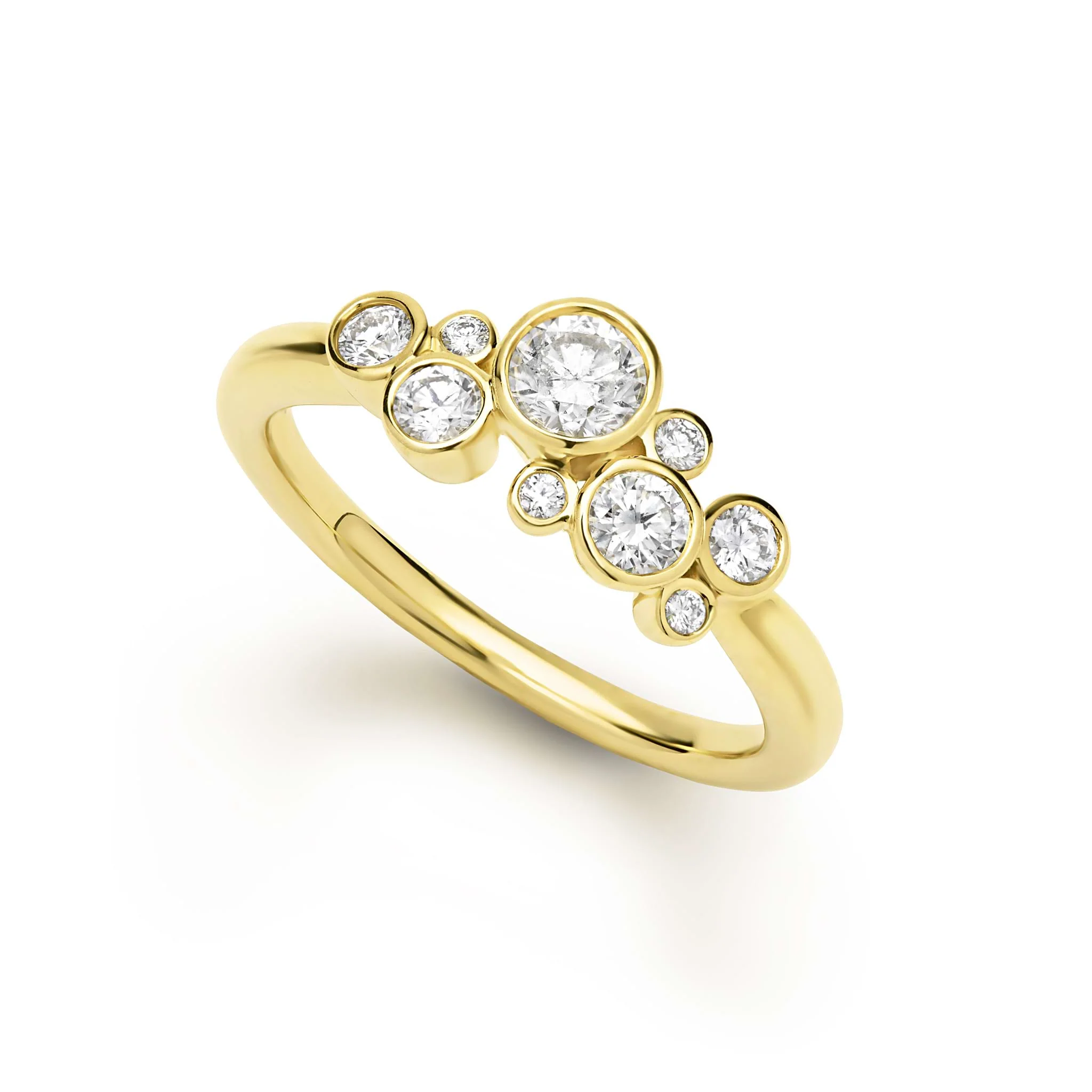 Fizz 18K Gold Diamond Small Cluster Ring