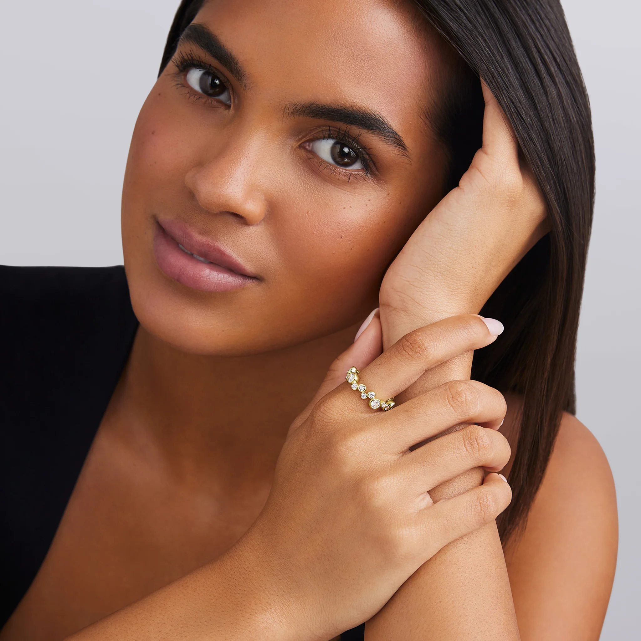 Fizz 18K Gold Diamond Stacking Ring - Image 2