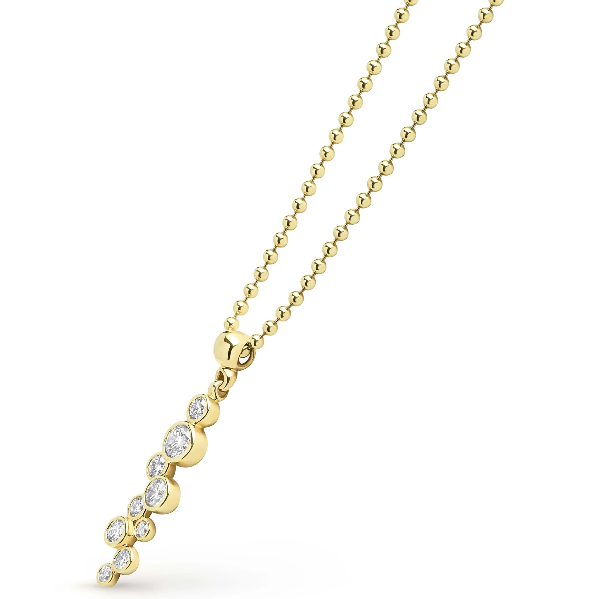 Fizz 18K Gold Nine Diamond Linear Necklace - Image 4