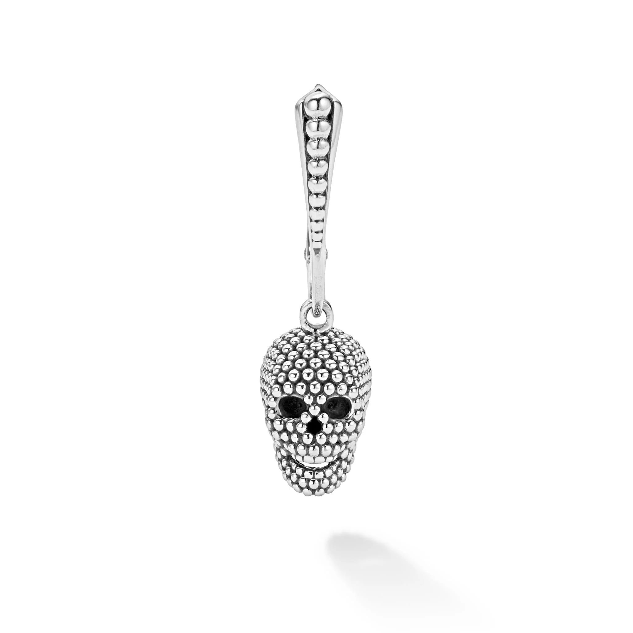 Anthem Sterling Silver Caviar Beaded Skull Earring