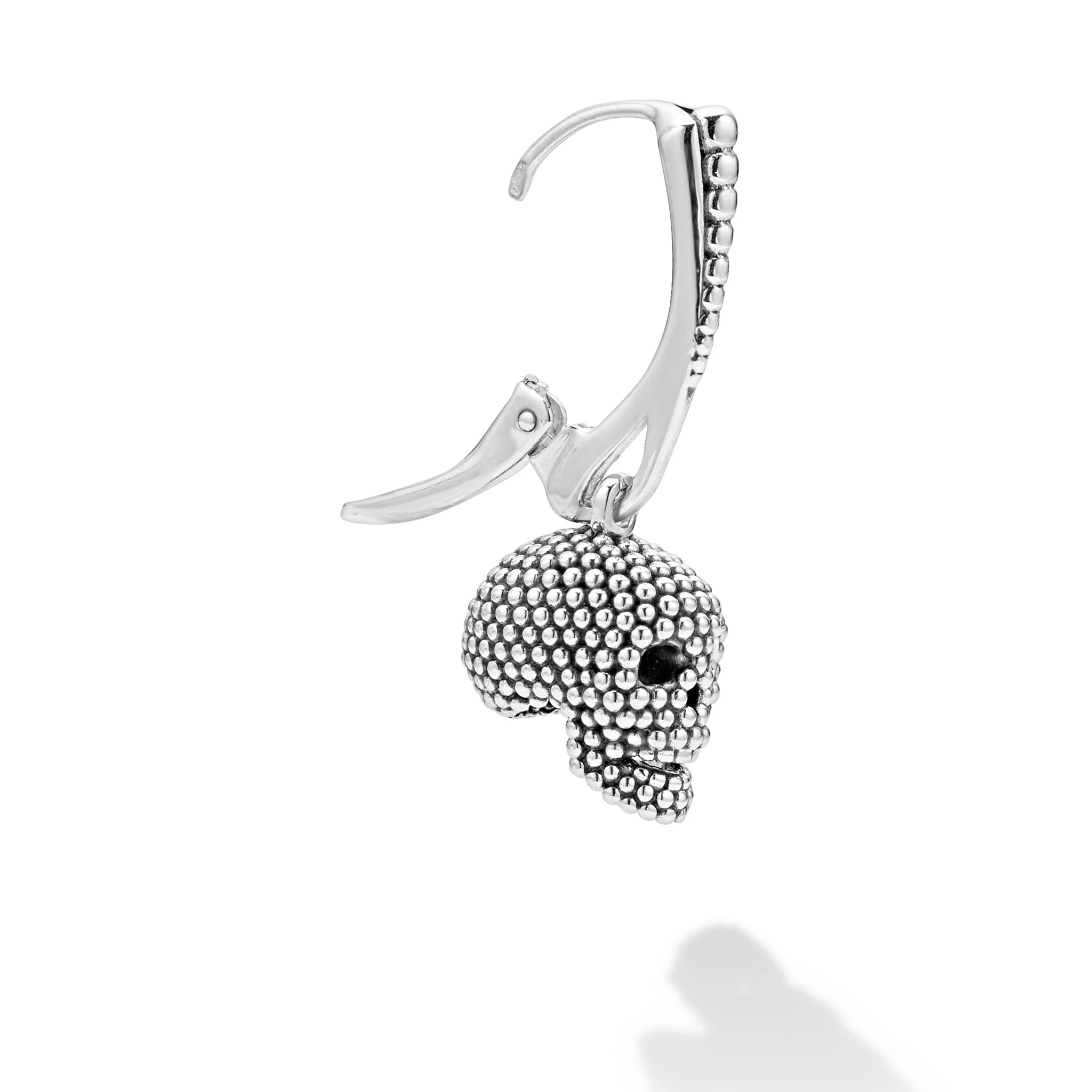 Anthem Sterling Silver Caviar Beaded Skull Earring - Image 4