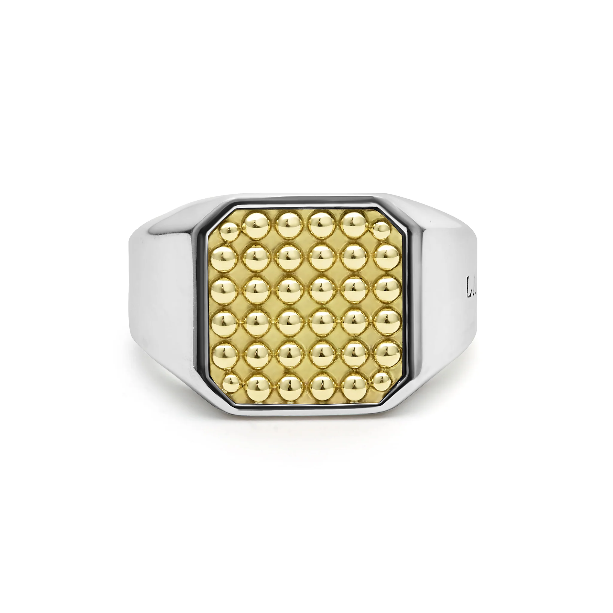 Two-Tone Caviar Beaded Square Ring - Image 3