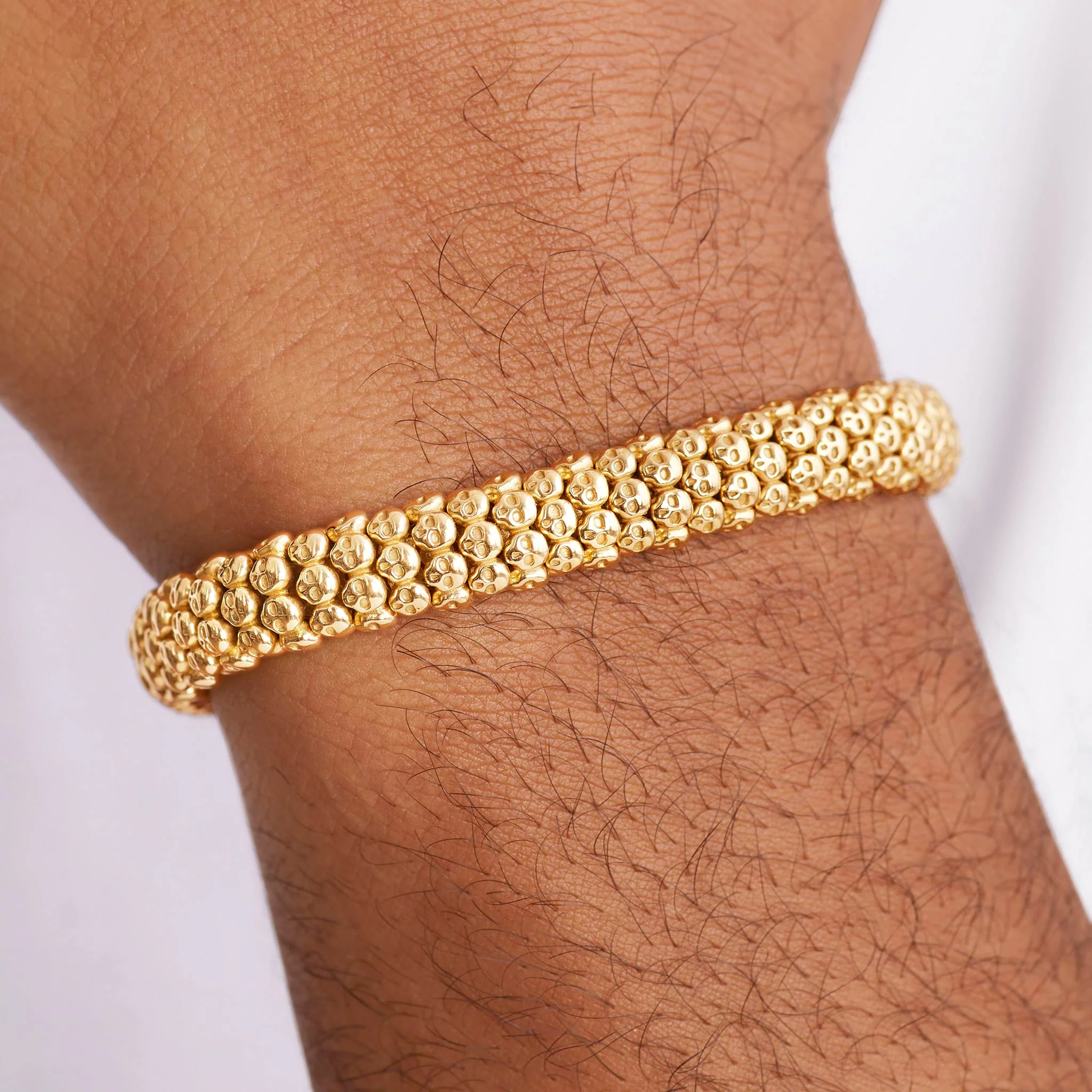 Anthem 18K Gold Caviar Skull Bracelet | 9mm - Image 6