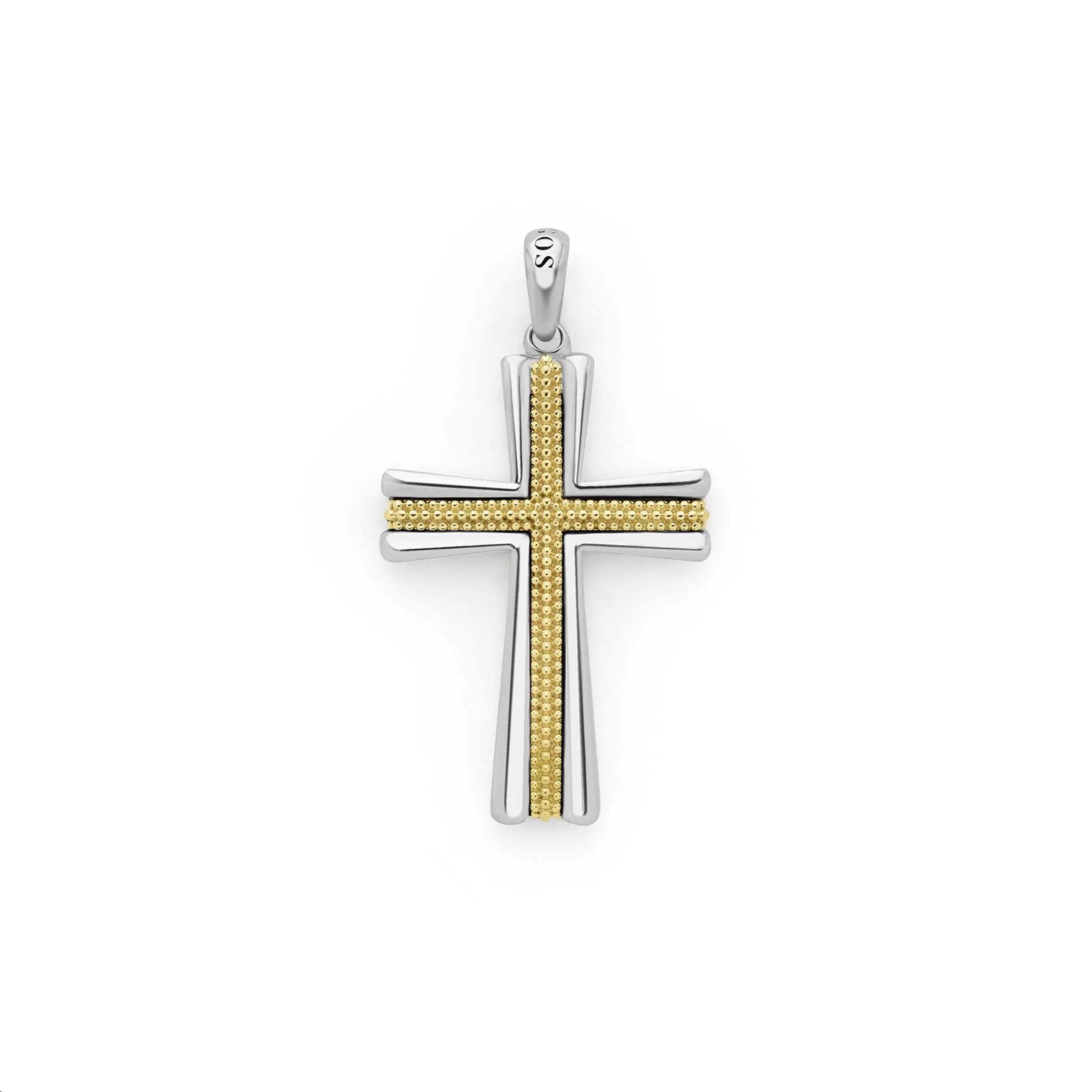 Anthem Two-Tone Superfine Caviar Beaded Cross Amulet