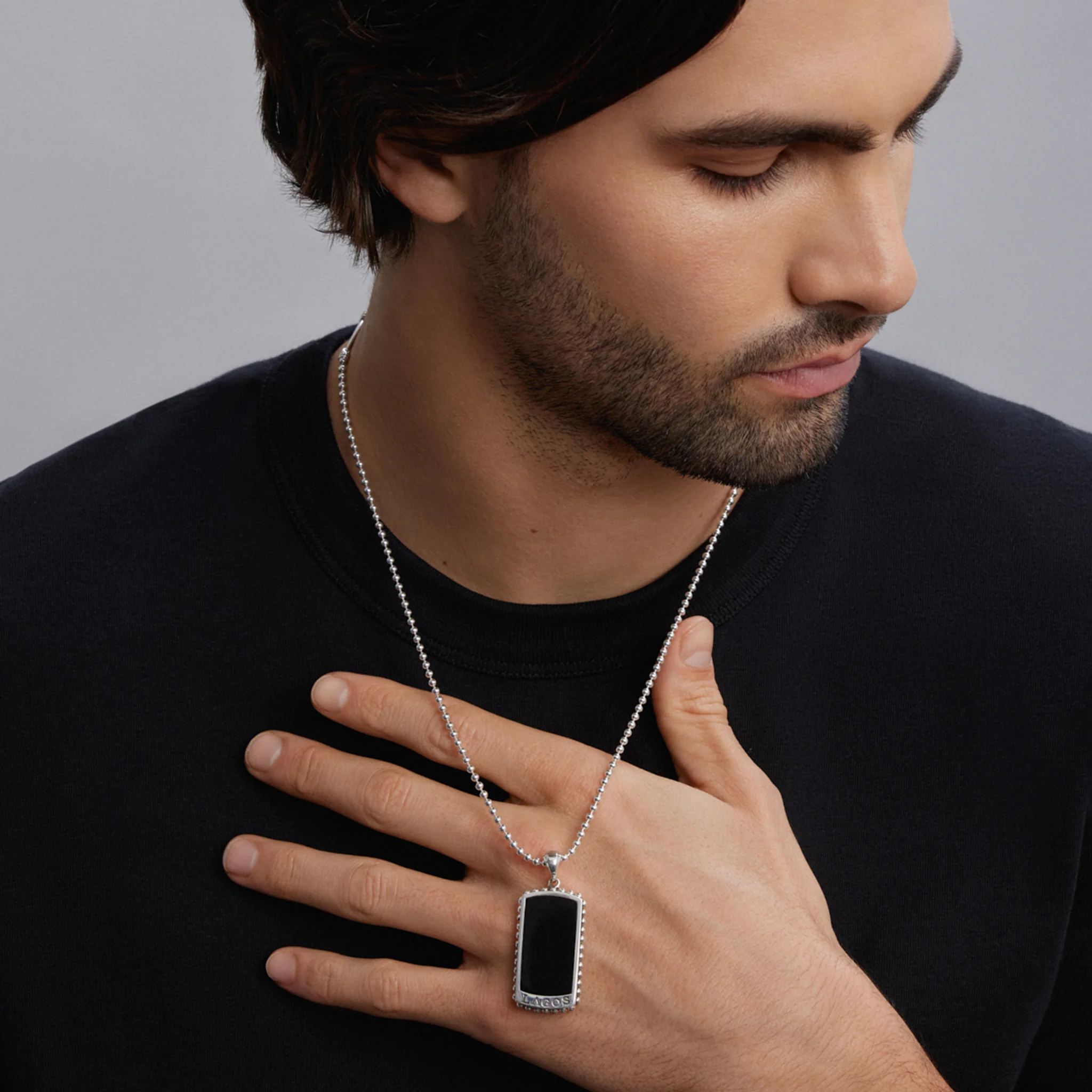 Anthem Black Agate Tag Amulet Necklace - Image 2