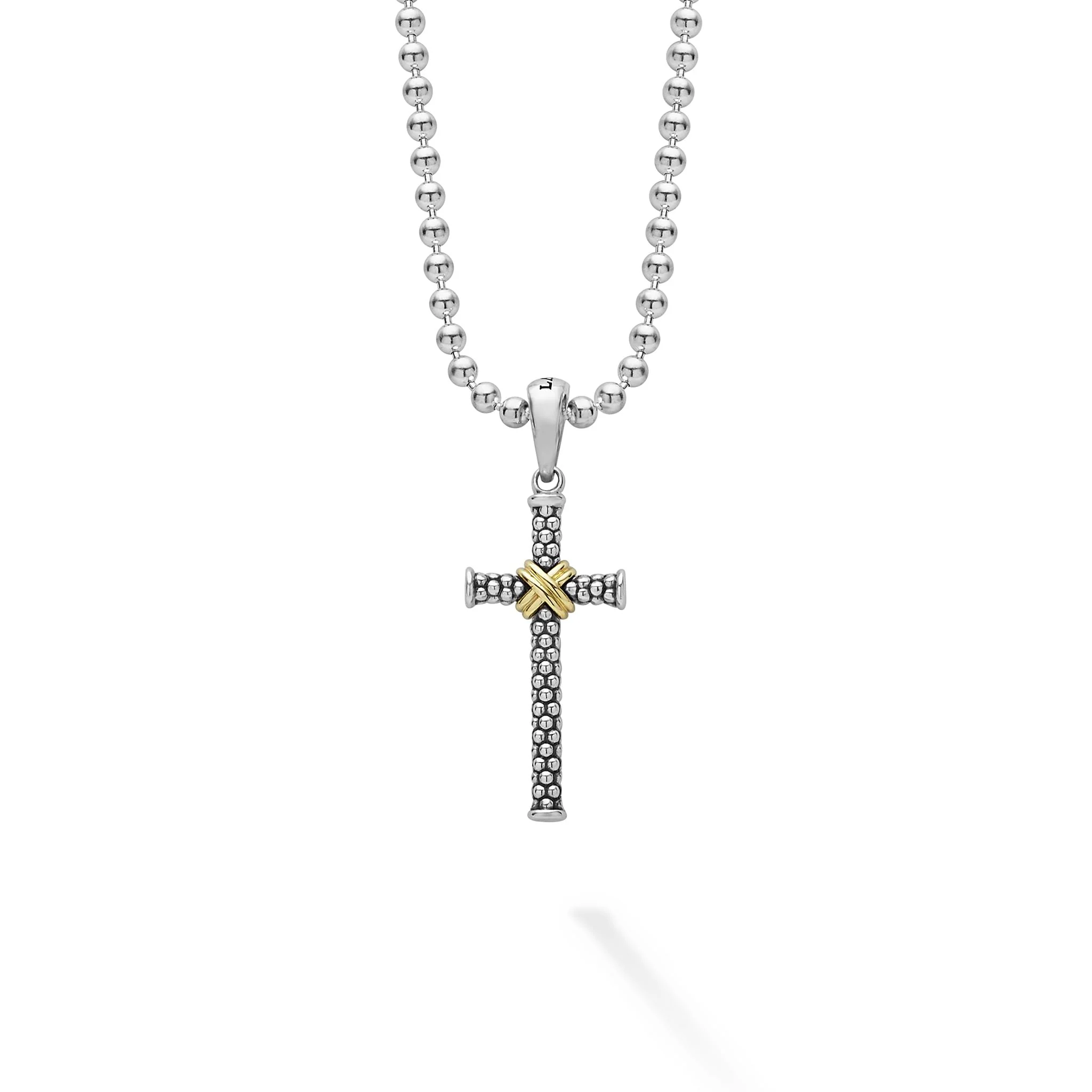 Anthem Two-Tone Caviar Beaded X Cross Amulet Necklace