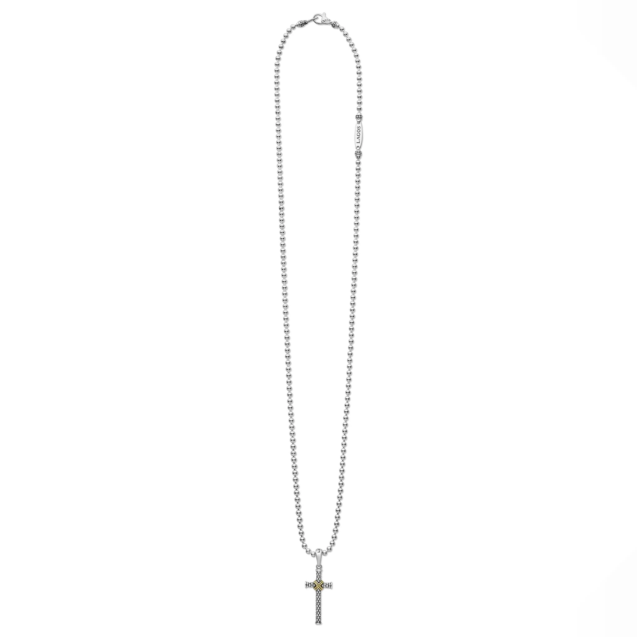 Anthem Two-Tone Caviar Beaded X Cross Amulet Necklace - Image 3
