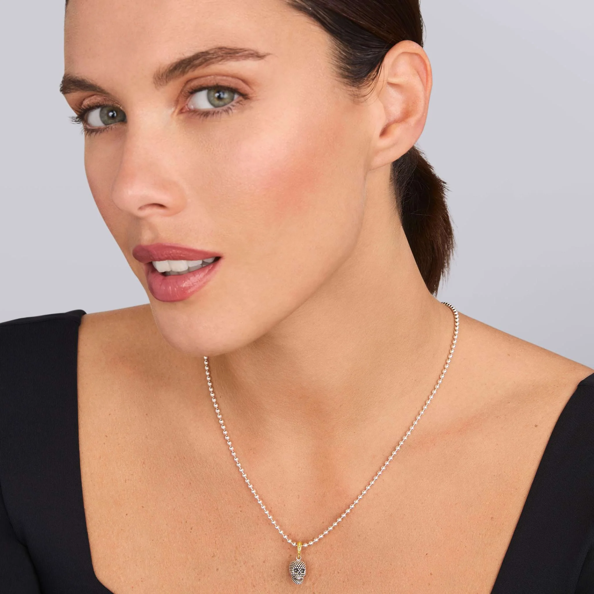 Anthem Two-Tone Caviar Beaded Skull Amulet - Image 4