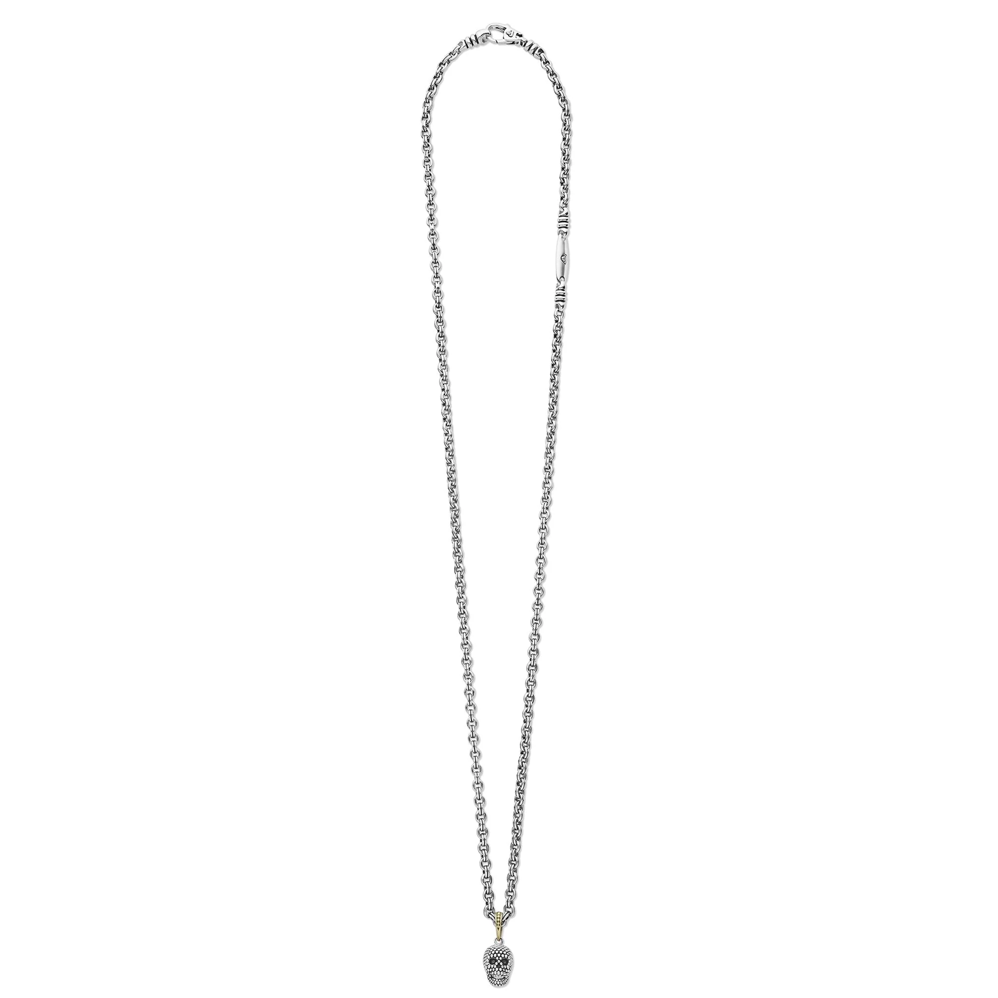 Two-Tone Caviar Skull Amulet Necklace - Image 3
