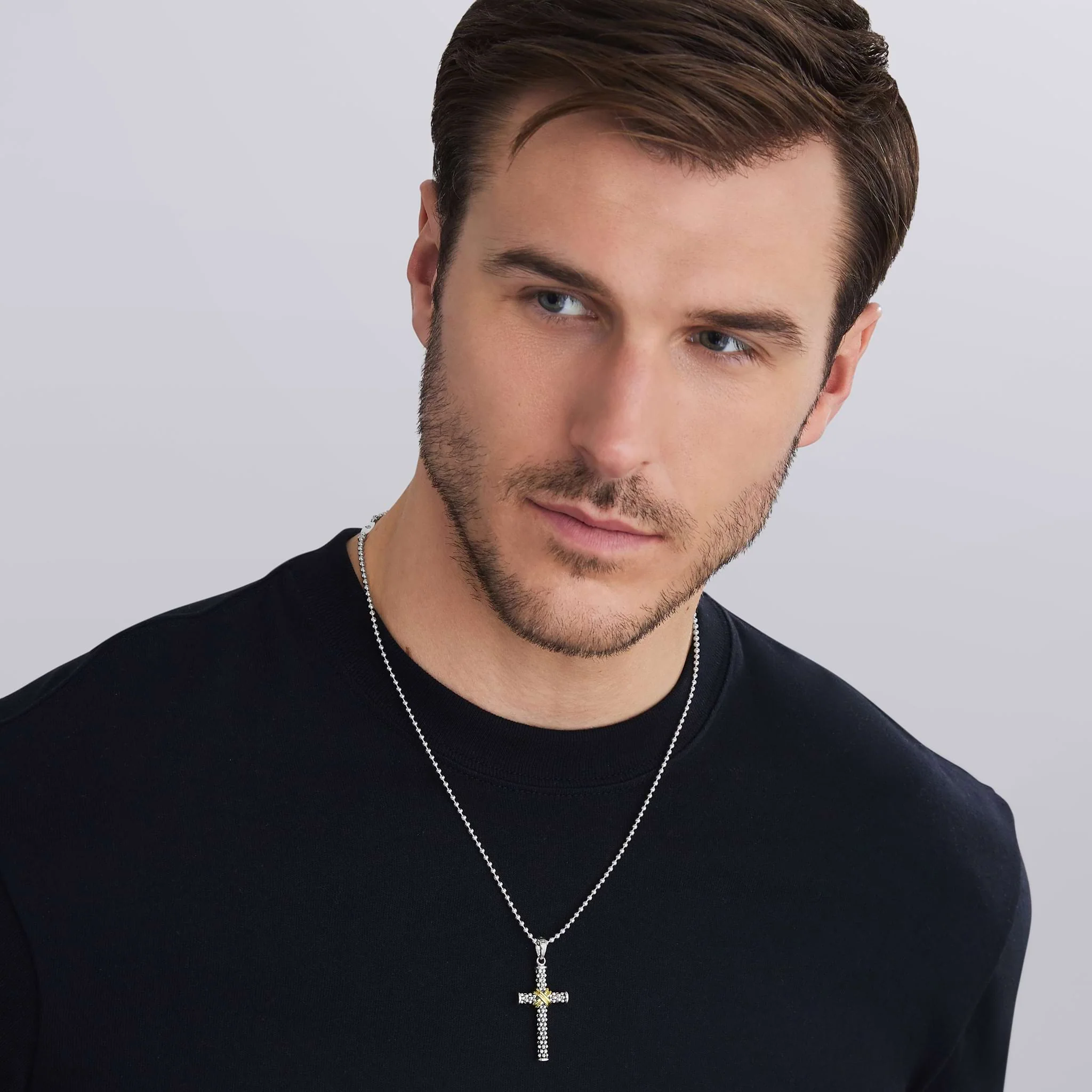 Anthem Two-Tone Caviar Beaded Cross Amulet - Image 2