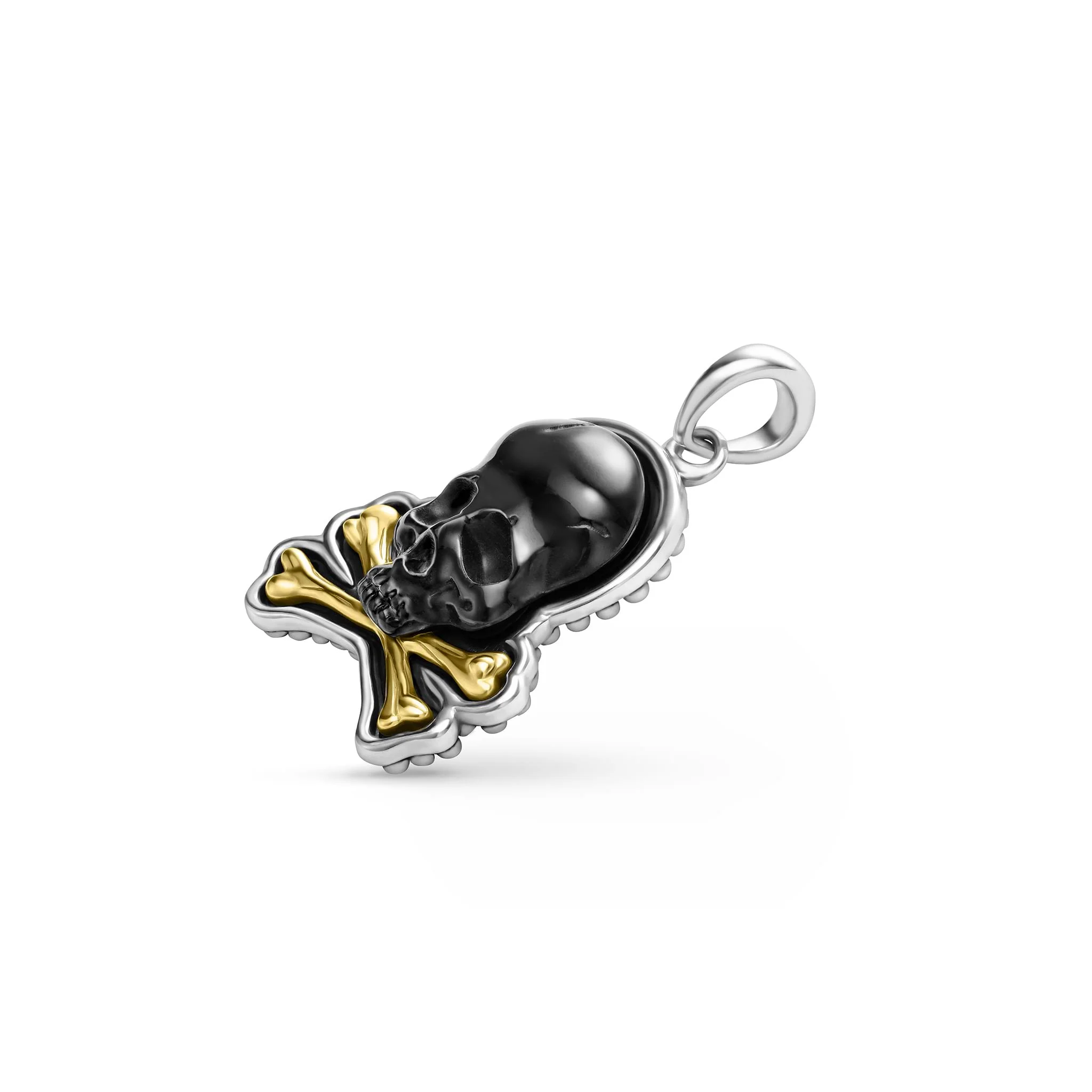 Anthem Two-Tone Black Agate Skull and Bones Amulet - Image 3
