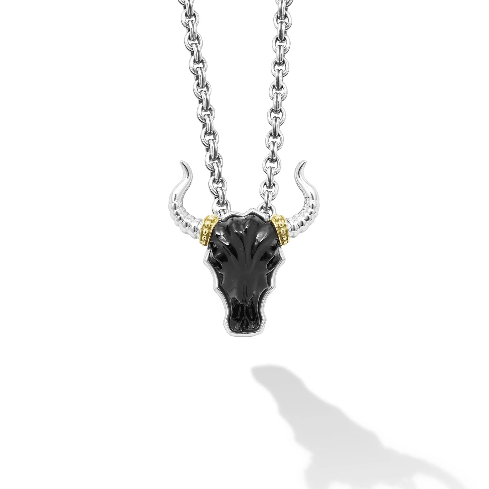 Anthem Black Agate Long Horn Amulet Necklace