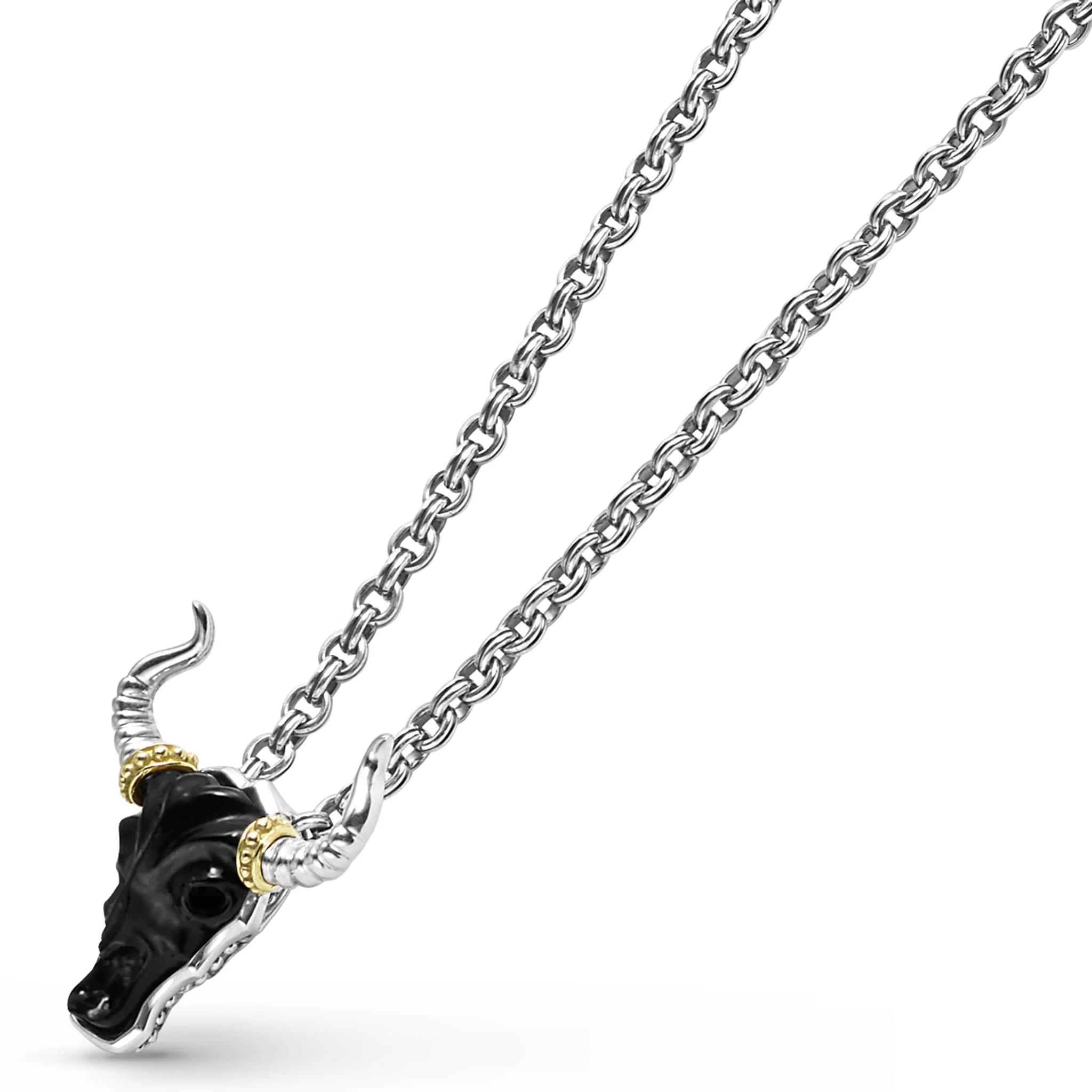 Anthem Black Agate Long Horn Amulet Necklace - Image 4