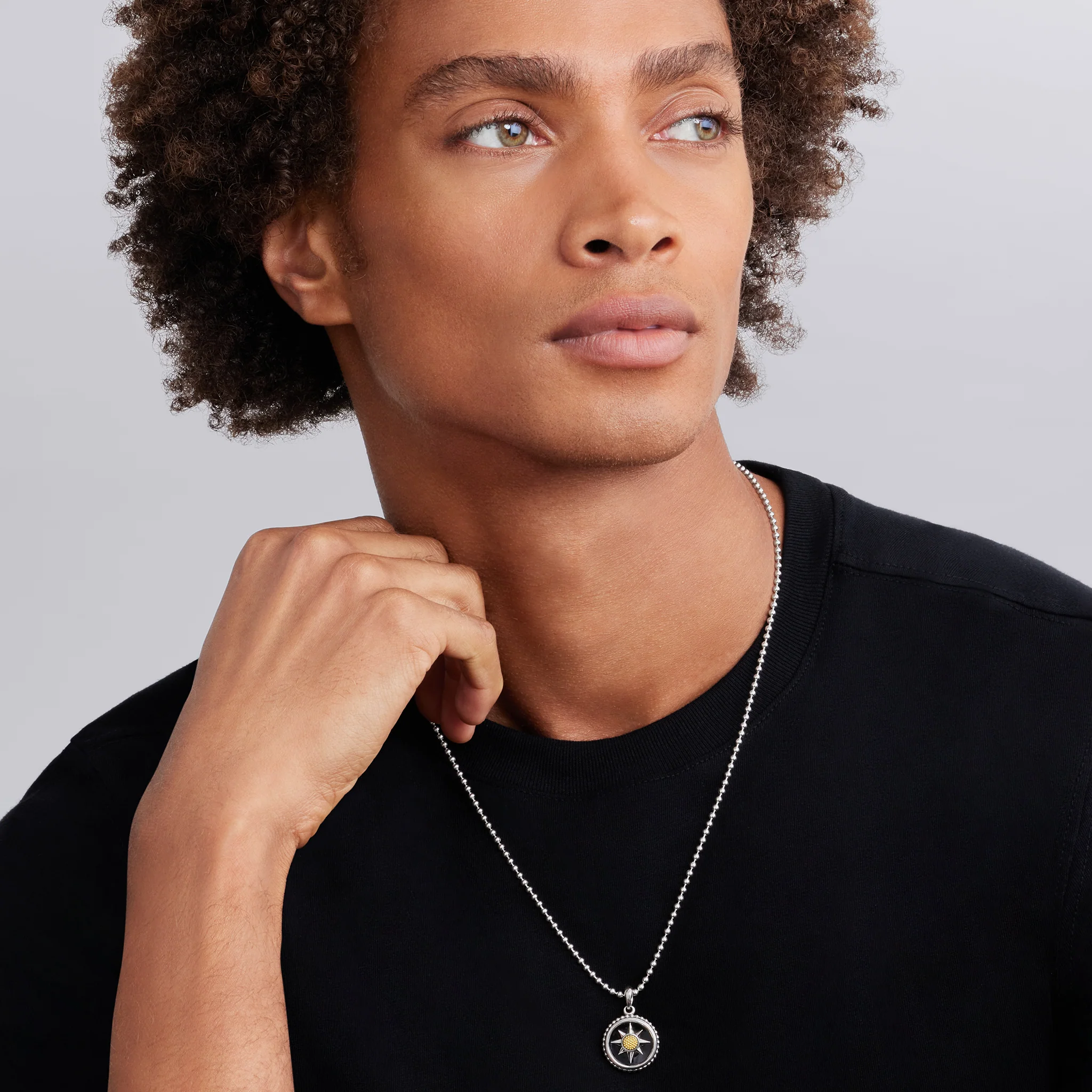 Anthem Small Two-Tone Black Agate Sun Amulet - Image 2