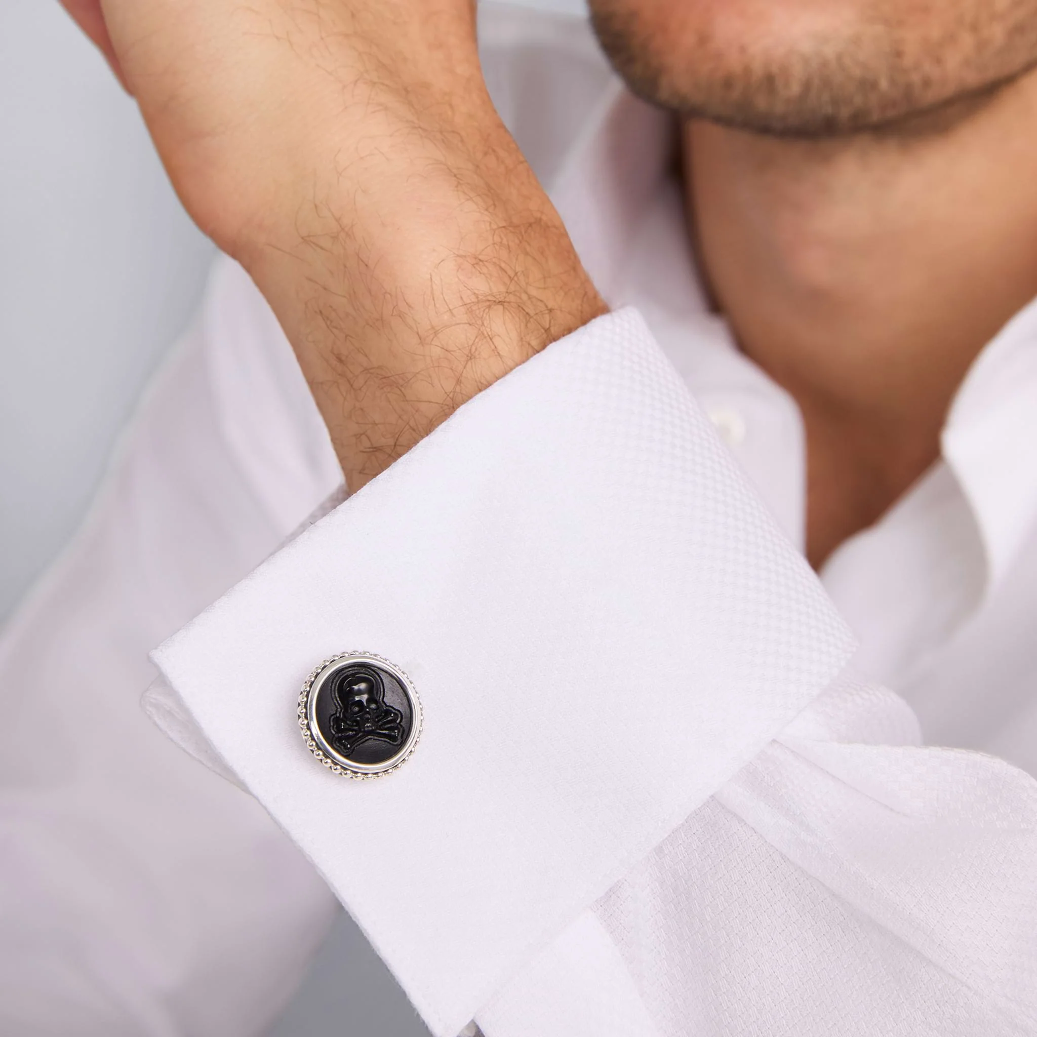 Anthem Black Agate Skull Cufflinks - Image 5