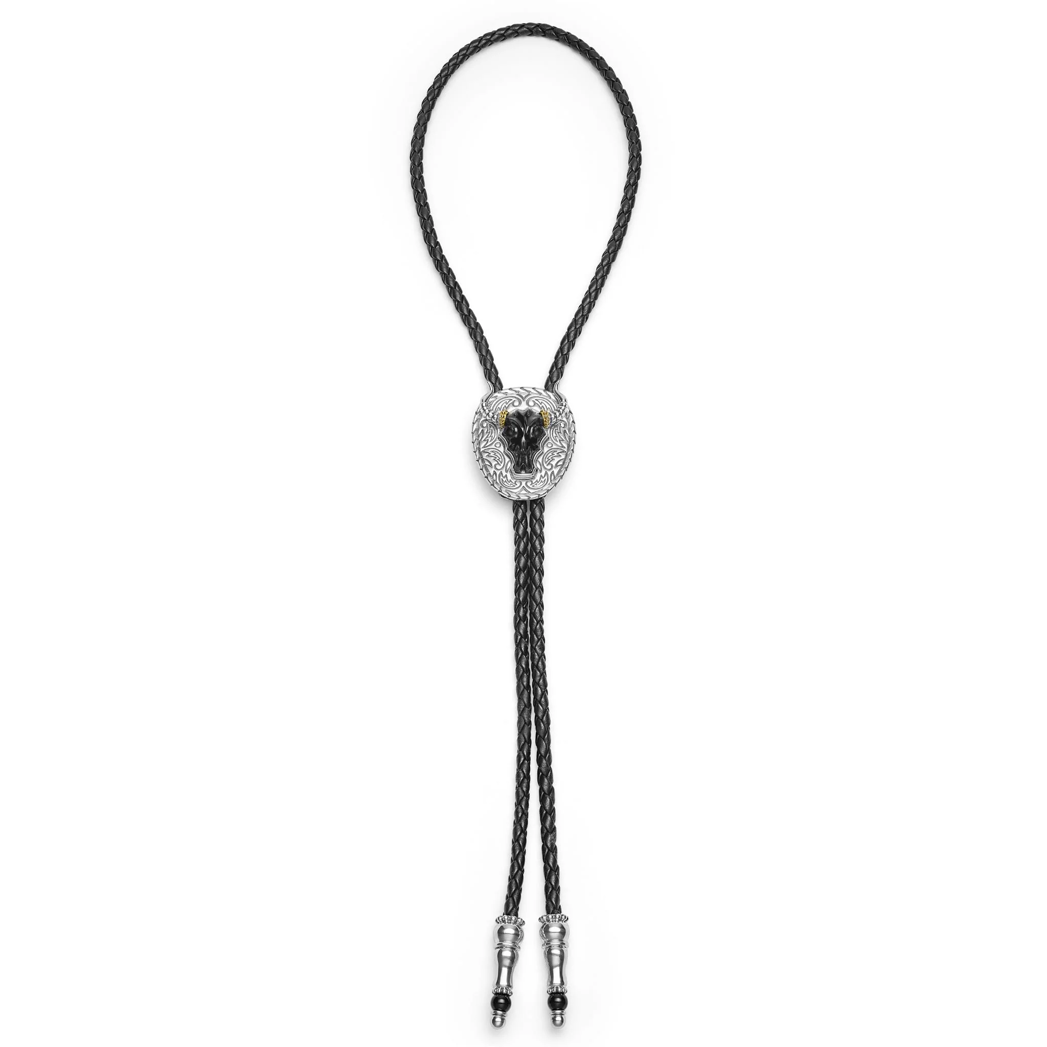 Anthem Two-Tone Black Agate Long Horn Buckle Bolo - Image 3