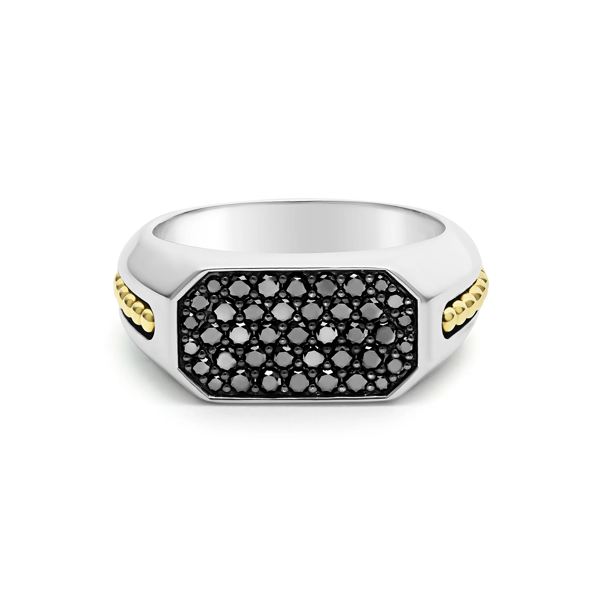 Two-Tone Octagon Black Diamond Ring - Image 3