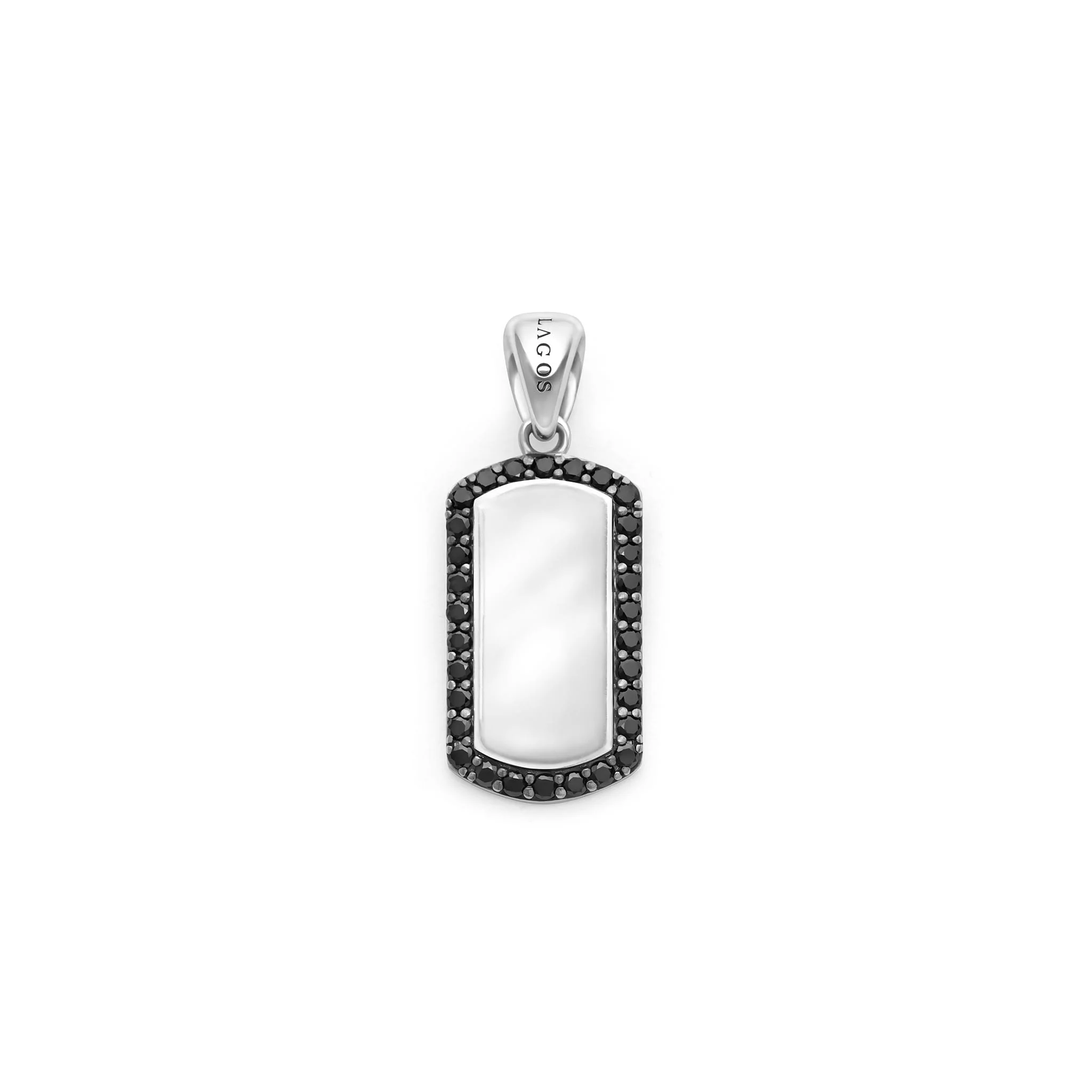Sterling Silver Black Diamond Tag Amulet
