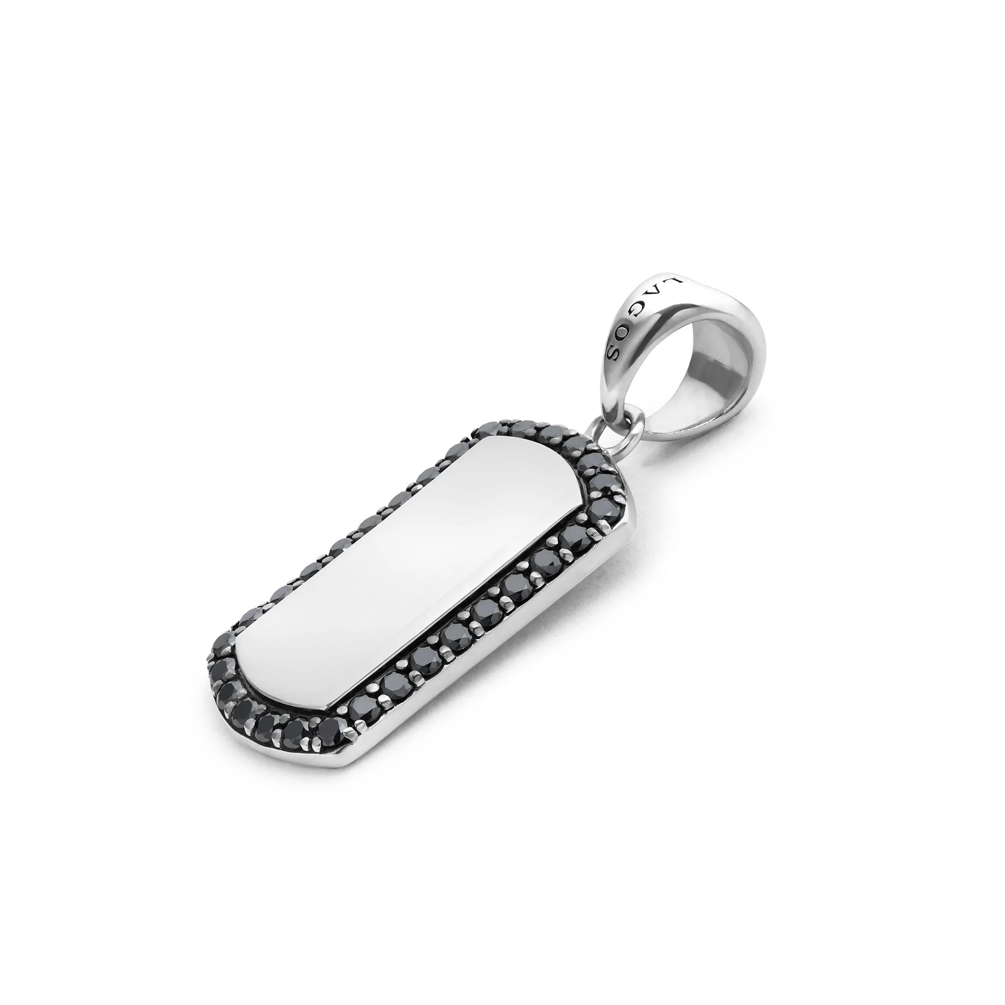 Sterling Silver Black Diamond Tag Amulet - Image 3