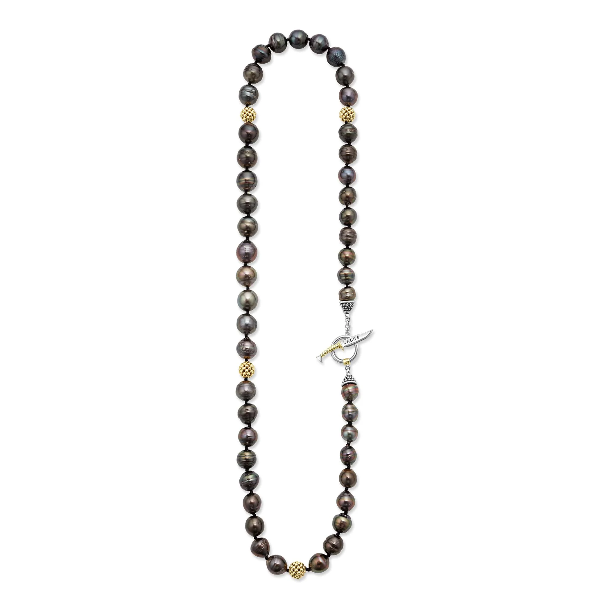Anthem Tahitian Black Pearl 18K Gold Station Bead Necklace - Image 2