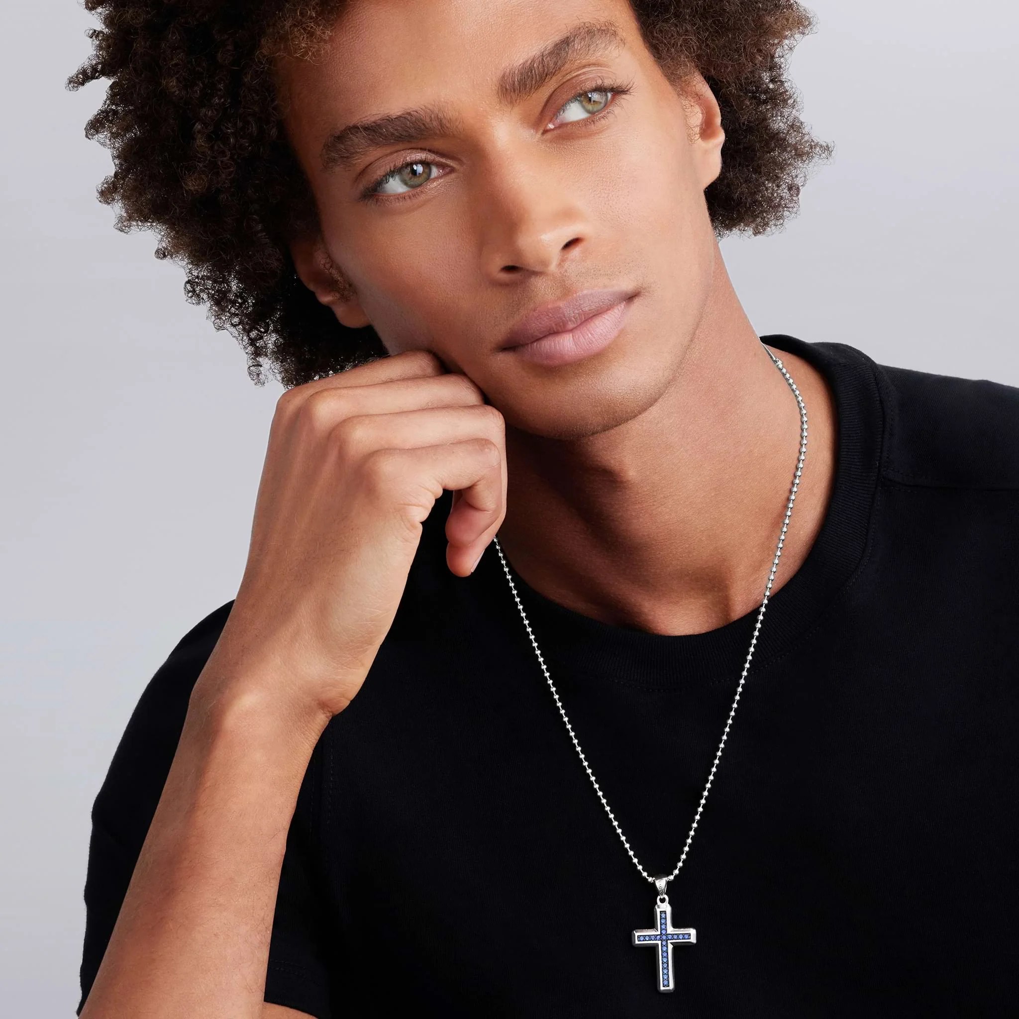 Anthem Sterling Silver & Blue Sapphire Cross Amulet - Image 2