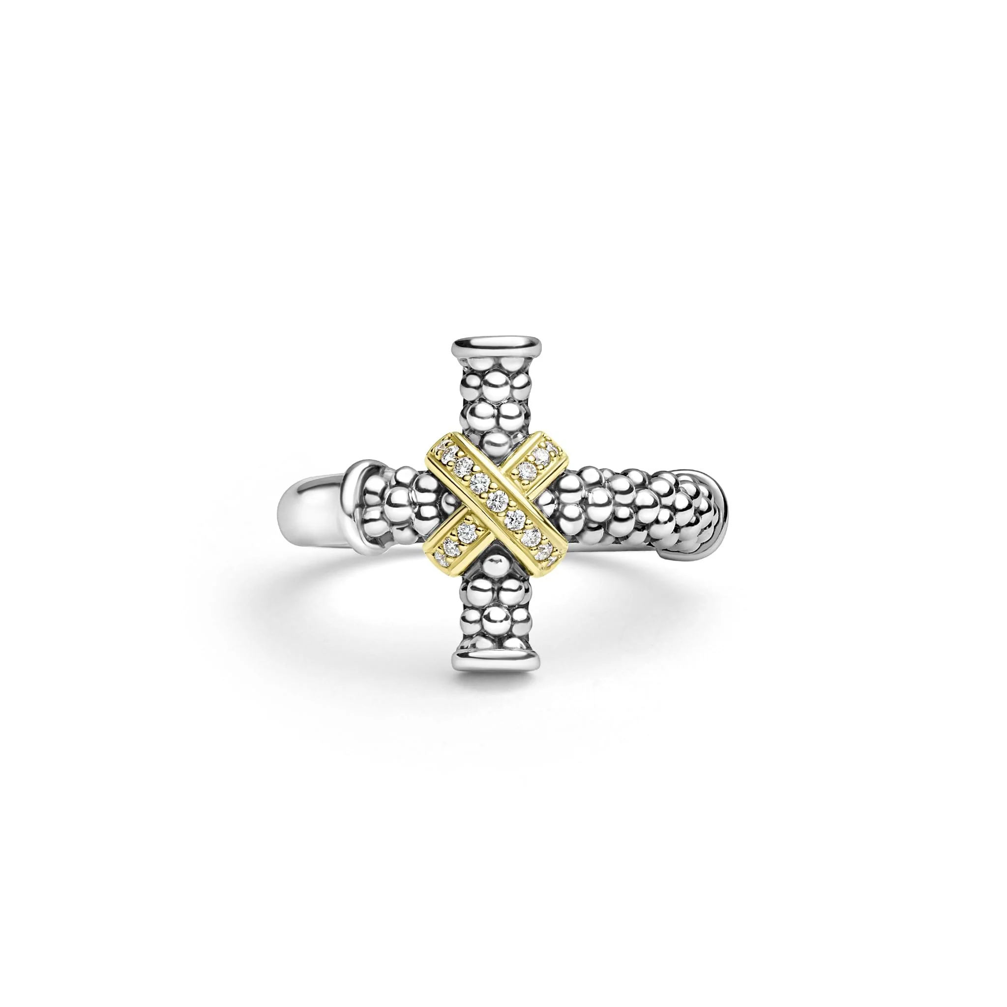 Anthem Two-Tone Diamond Cross Band Ring - Image 3