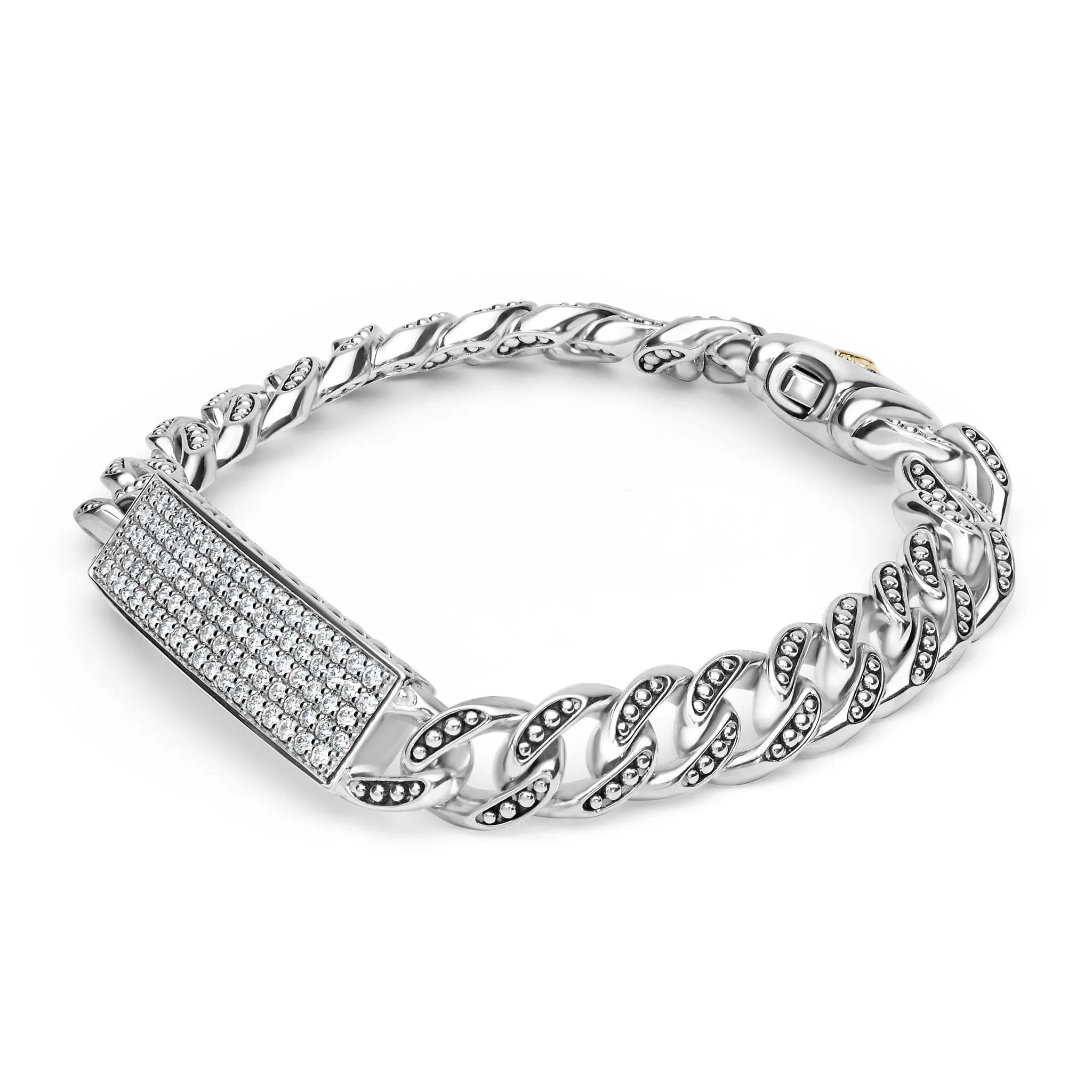 Sterling Silver Curb Link Diamond Bracelet | 12mm - Image 2