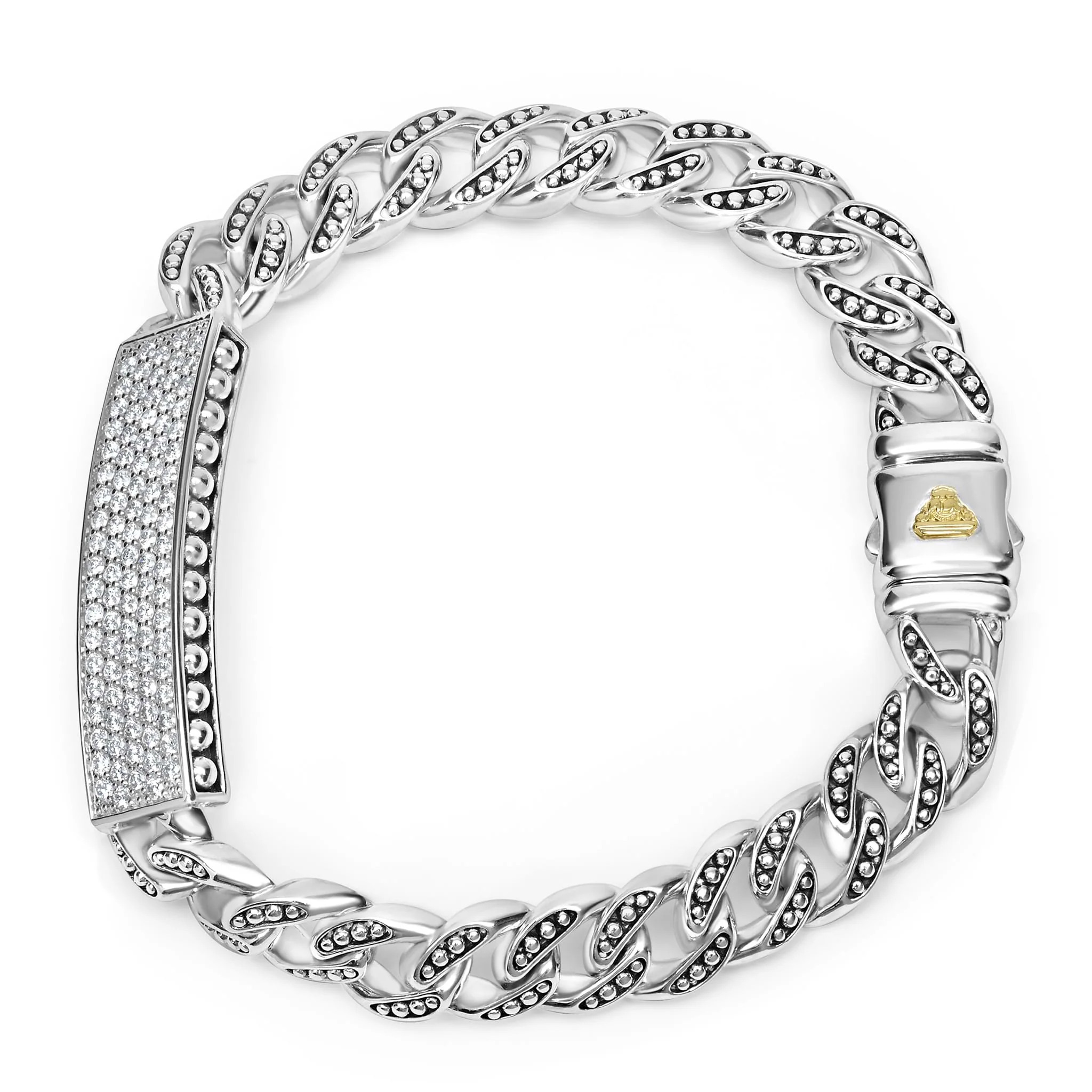 Sterling Silver Curb Link Diamond Bracelet | 12mm - Image 4