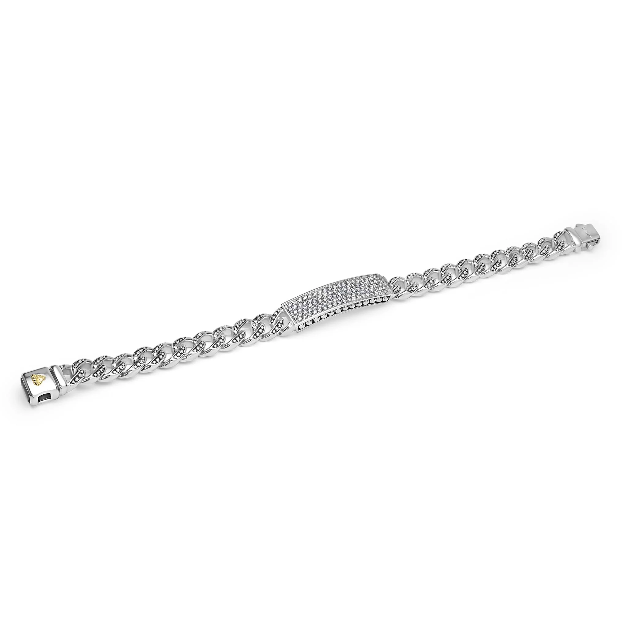 Sterling Silver Curb Link Diamond Bracelet | 12mm - Image 5