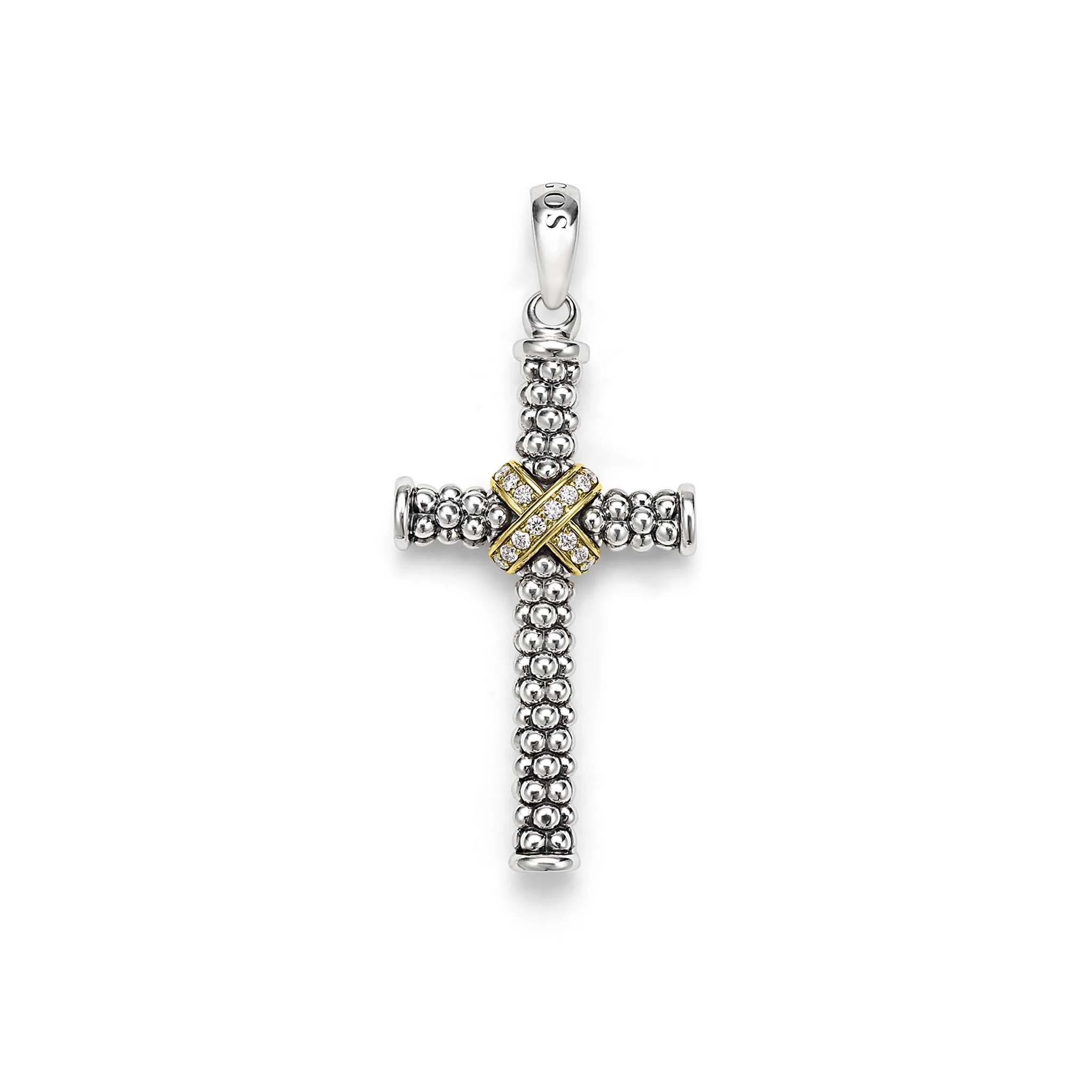 Anthem Two-Tone Caviar Beaded Diamond Cross Amulet