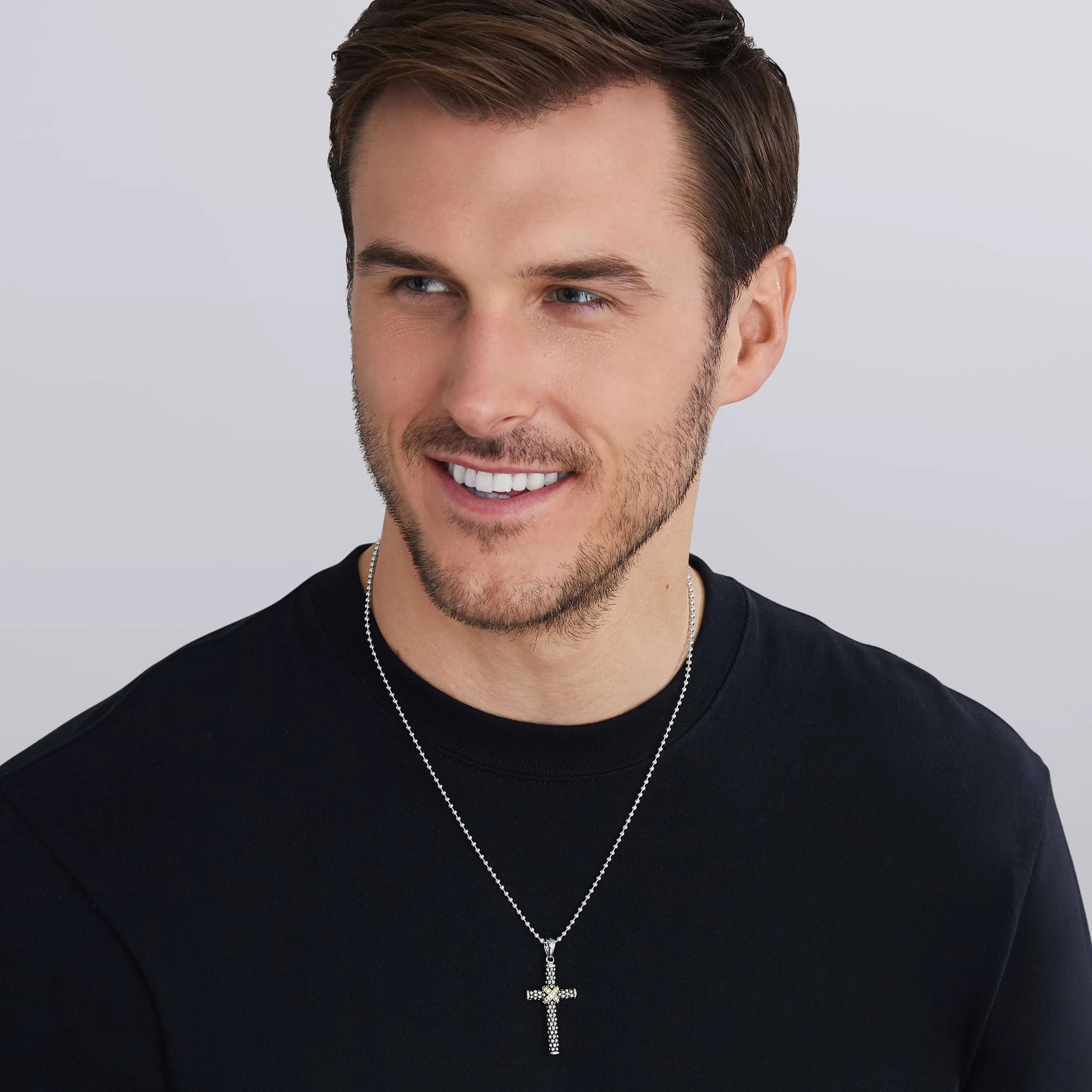 Anthem Two-Tone Caviar Beaded Diamond Cross Amulet - Image 2