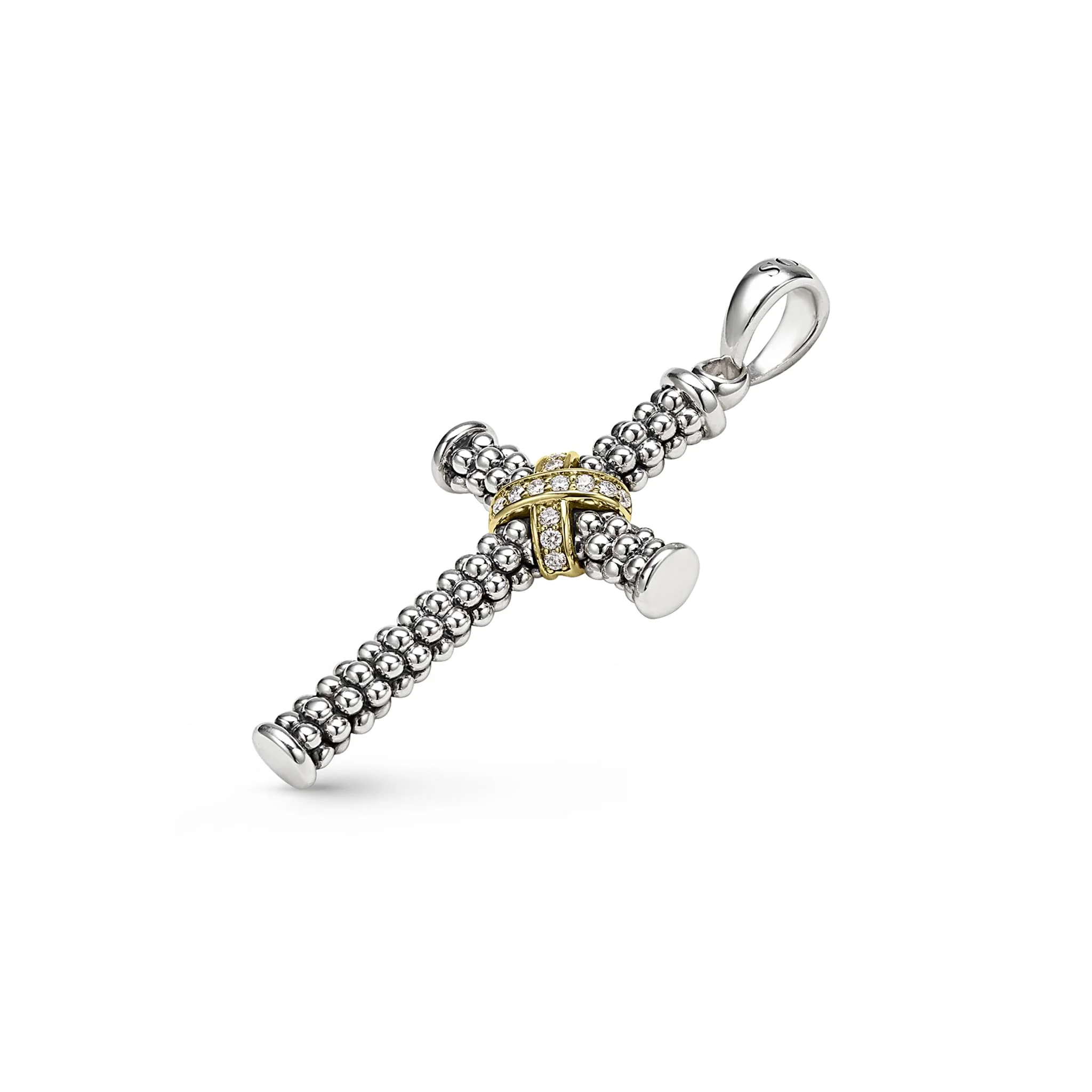 Anthem Two-Tone Caviar Beaded Diamond Cross Amulet - Image 3
