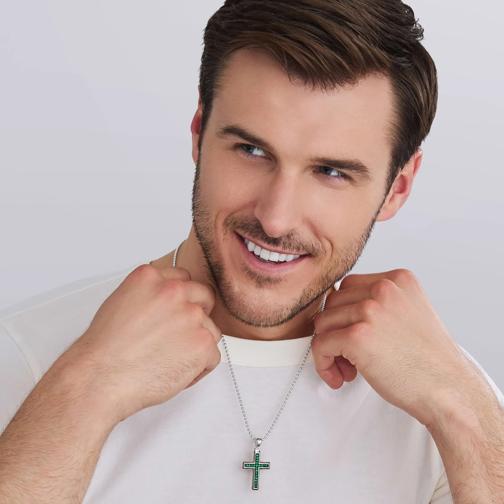 Anthem Sterling Silver & Emerald Cross Amulet - Image 2