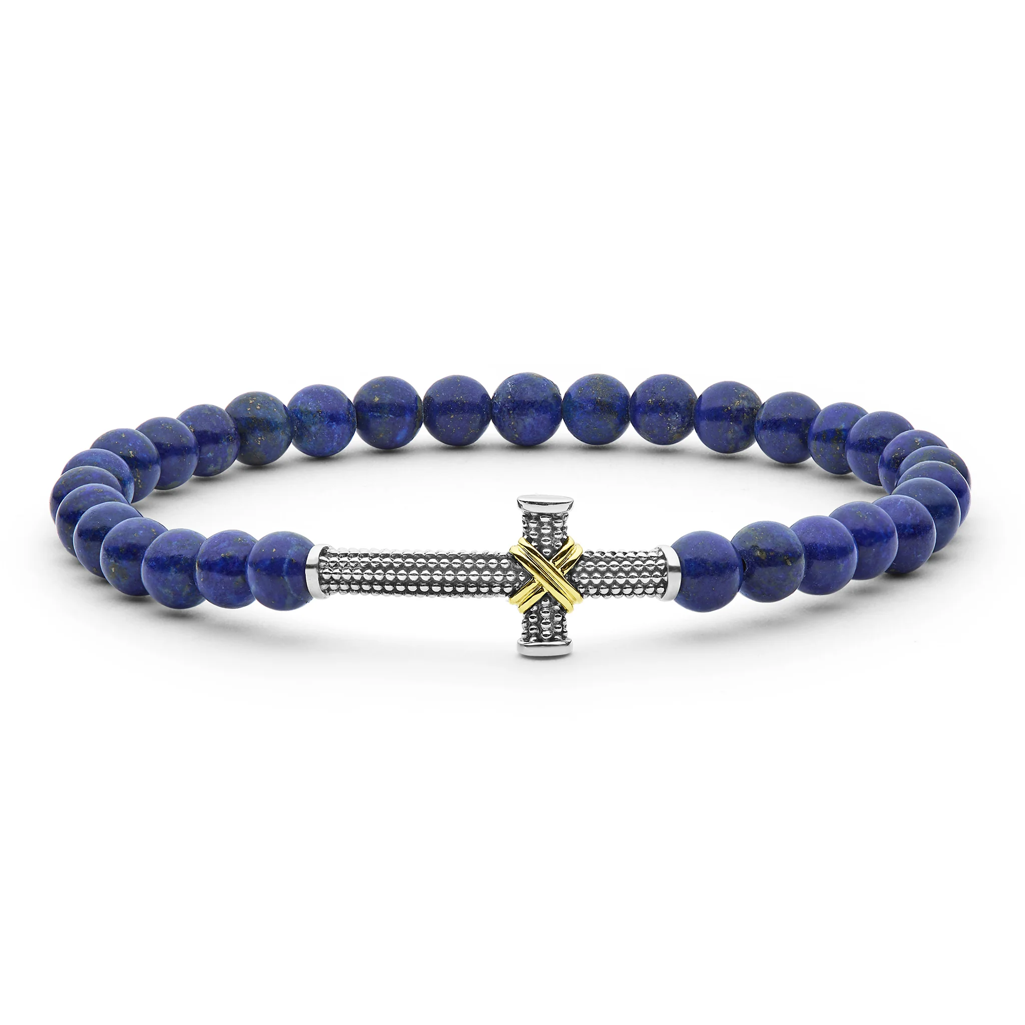 Two-Tone Lapis Cross Stretch Bracelet