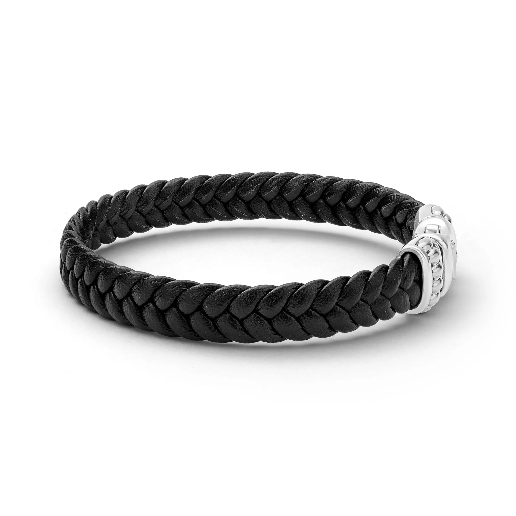 Anthem Silver Black Braided Vegan Leather Bracelet - Image 3
