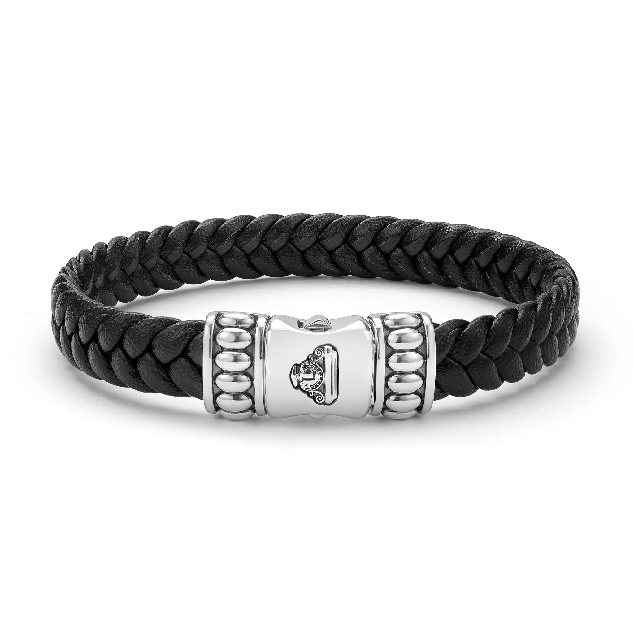 Anthem Silver Black Braided Vegan Leather Bracelet - Image 4