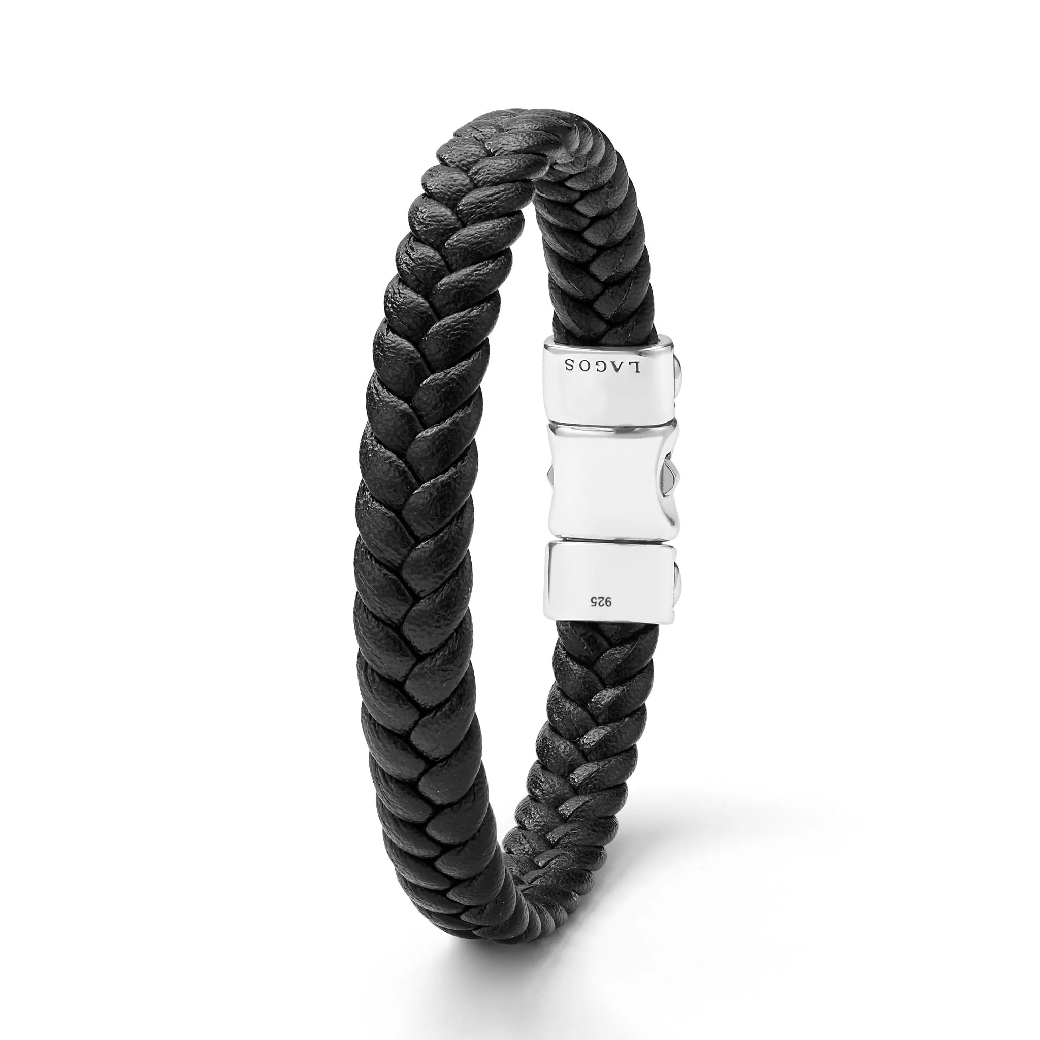 Anthem Silver Black Braided Vegan Leather Bracelet - Image 5
