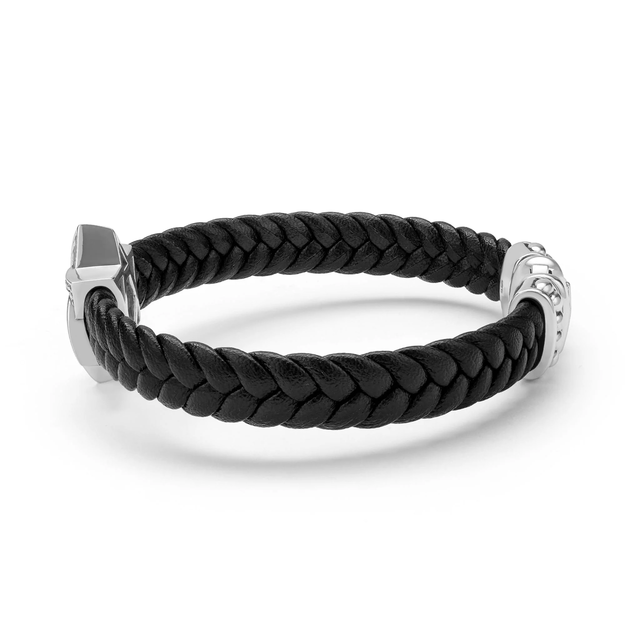 Anthem Sterling Silver Star of David & Black Vegan Leather Bracelet - Image 3