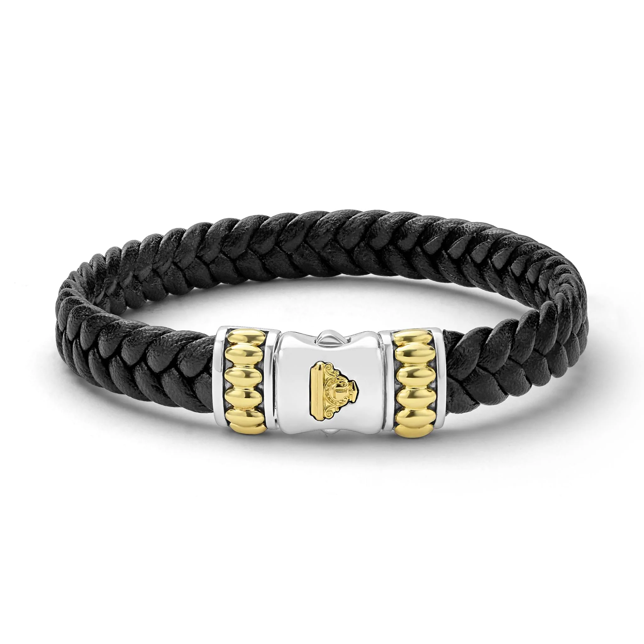 Anthem Black Braided Vegan Leather and Two-Tone Bracelet - Image 3