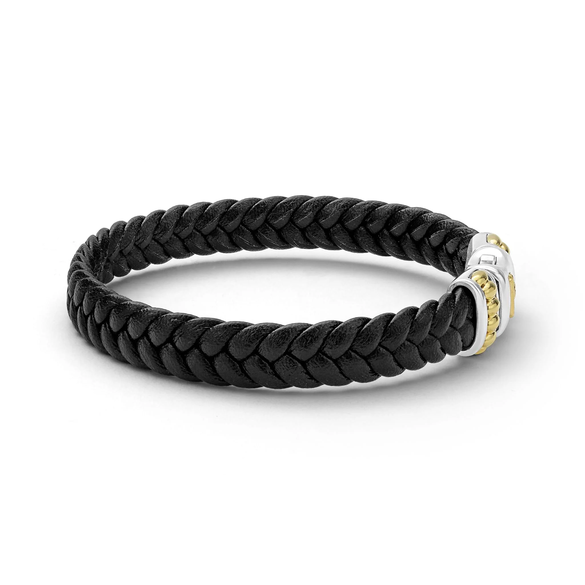 Anthem Black Braided Vegan Leather and Two-Tone Bracelet - Image 4