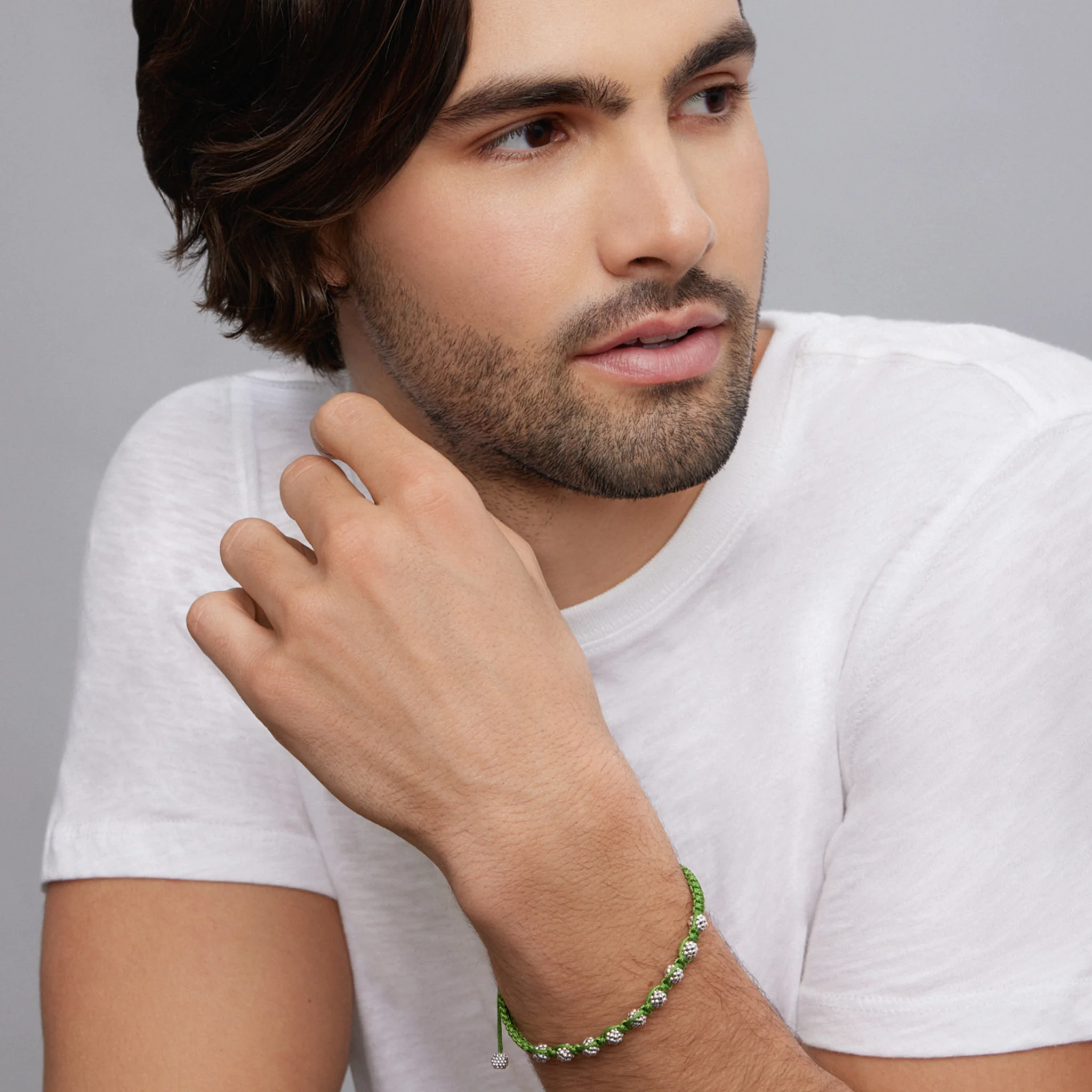 Anthem Sterling Silver & Green Macrame Bracelet - Image 2