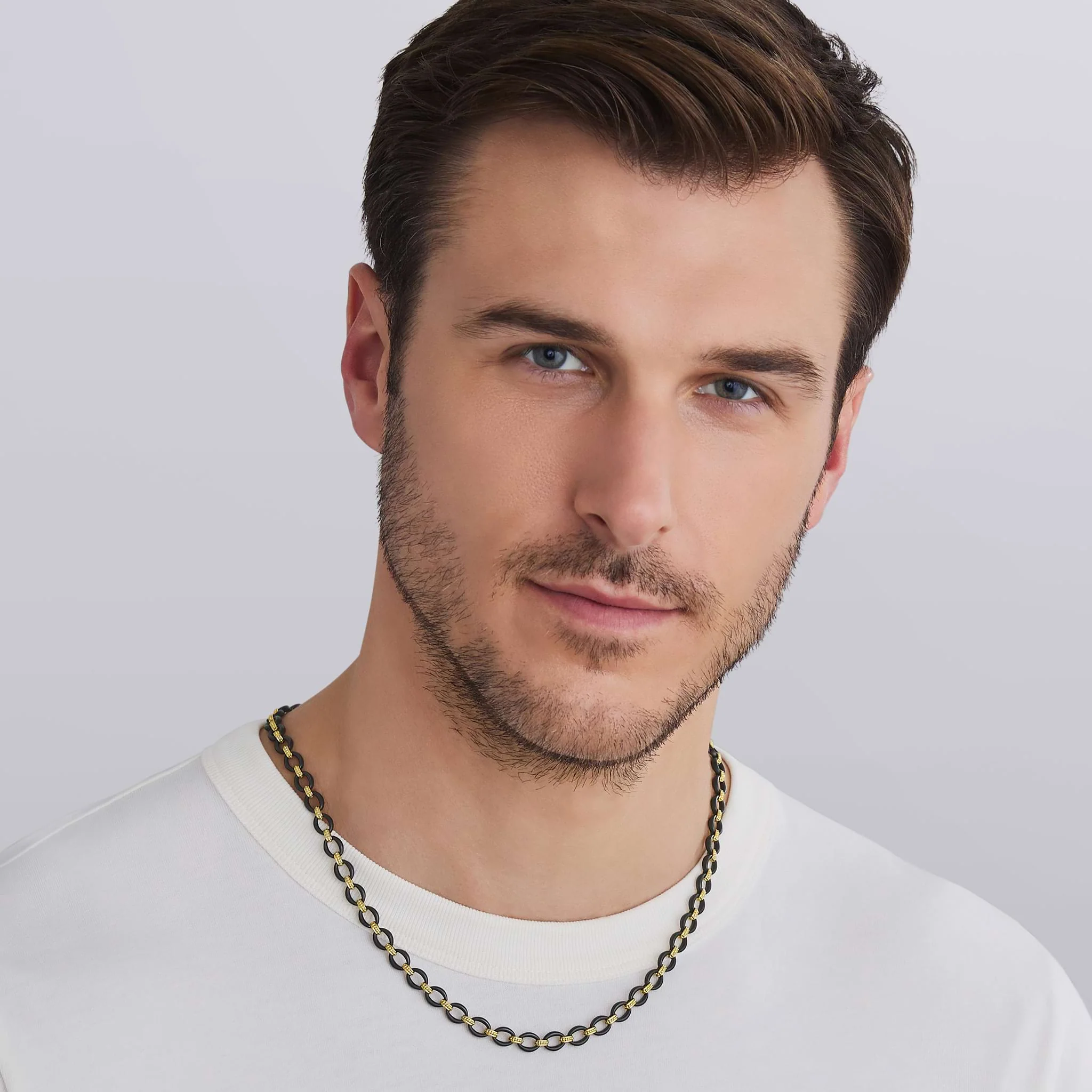 Anthem 18K Gold Matte Black Ceramic Oval Link Necklace - Image 2