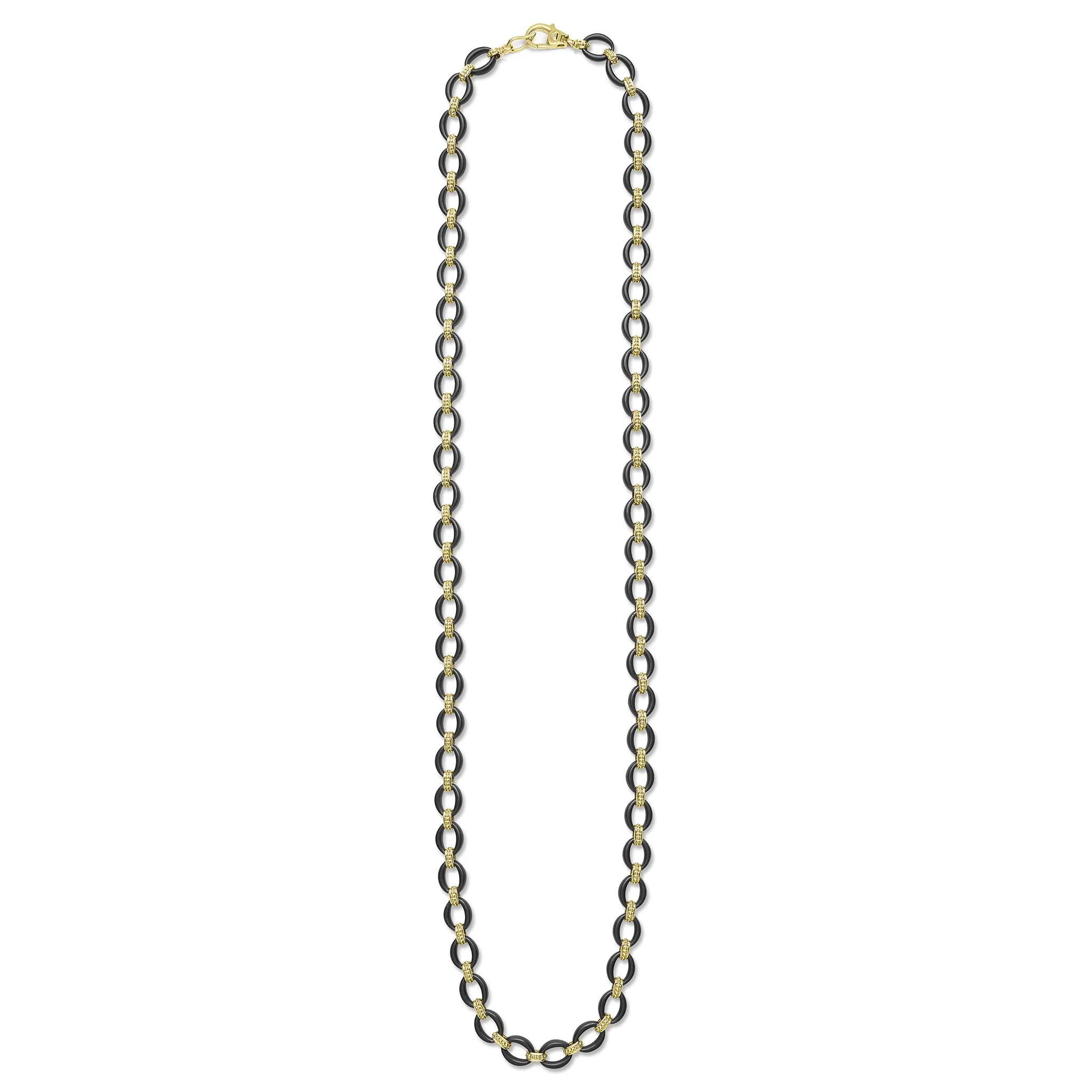 Anthem 18K Gold Matte Black Ceramic Oval Link Necklace - Image 3
