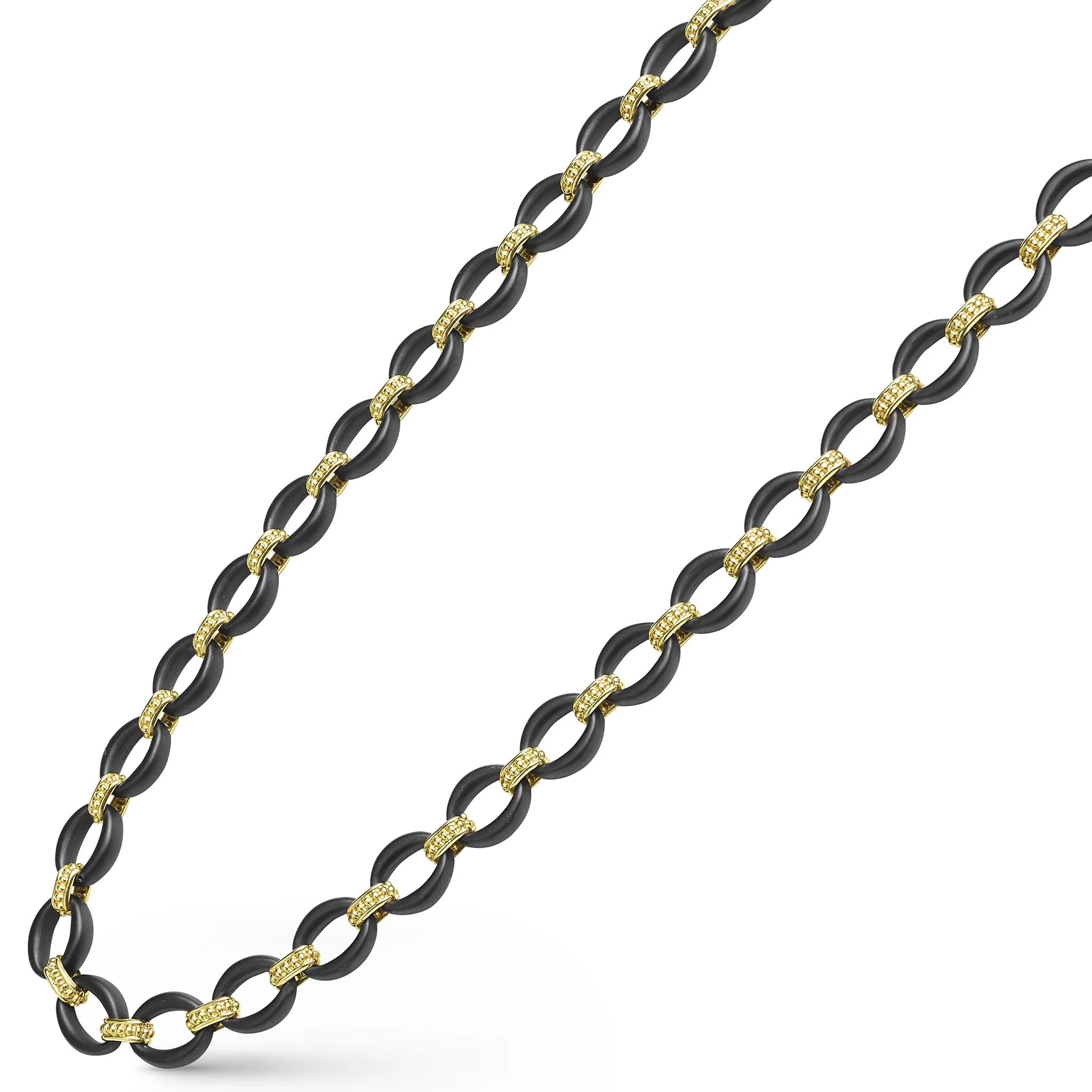 Anthem 18K Gold Matte Black Ceramic Oval Link Necklace - Image 4