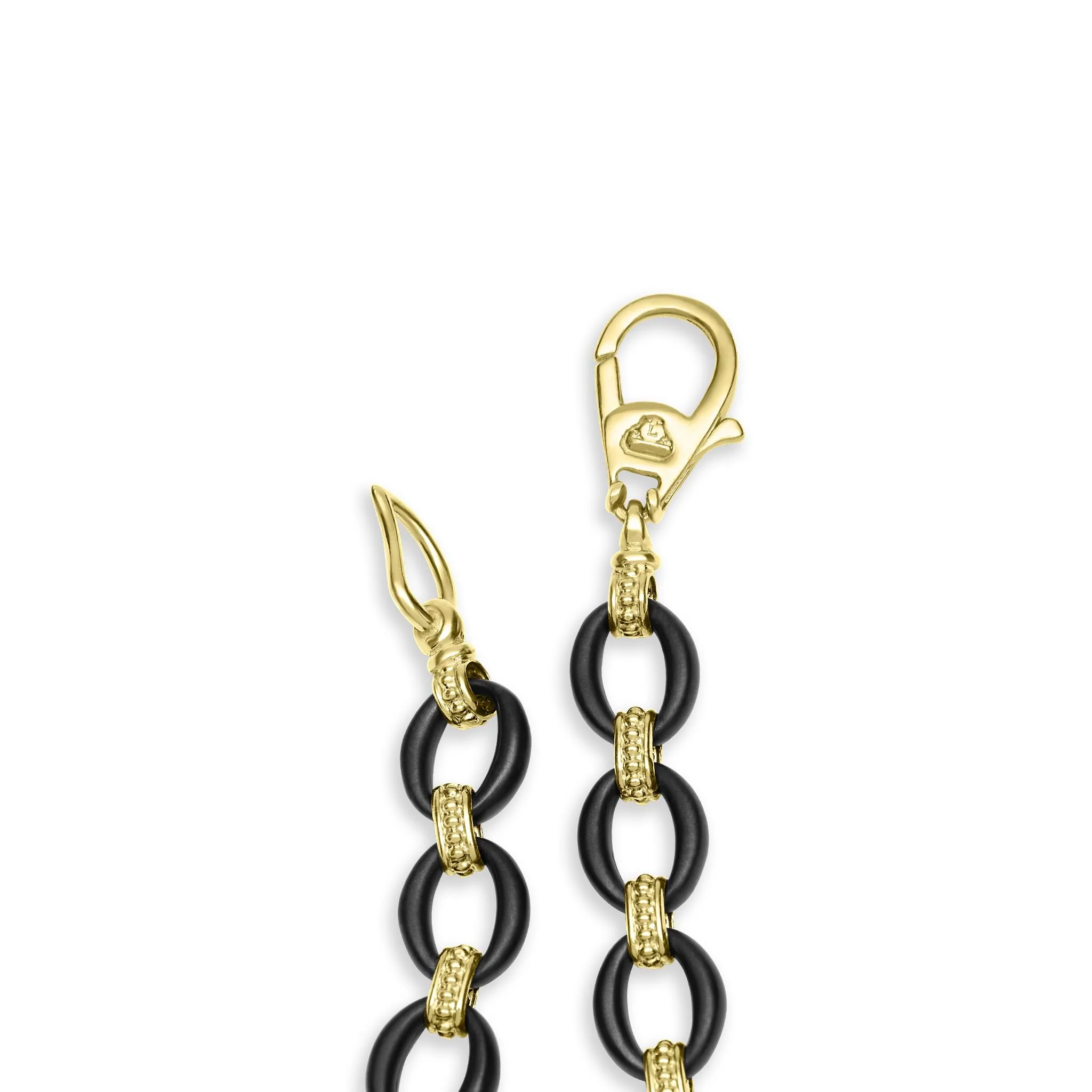 Anthem 18K Gold Matte Black Ceramic Oval Link Necklace - Image 5