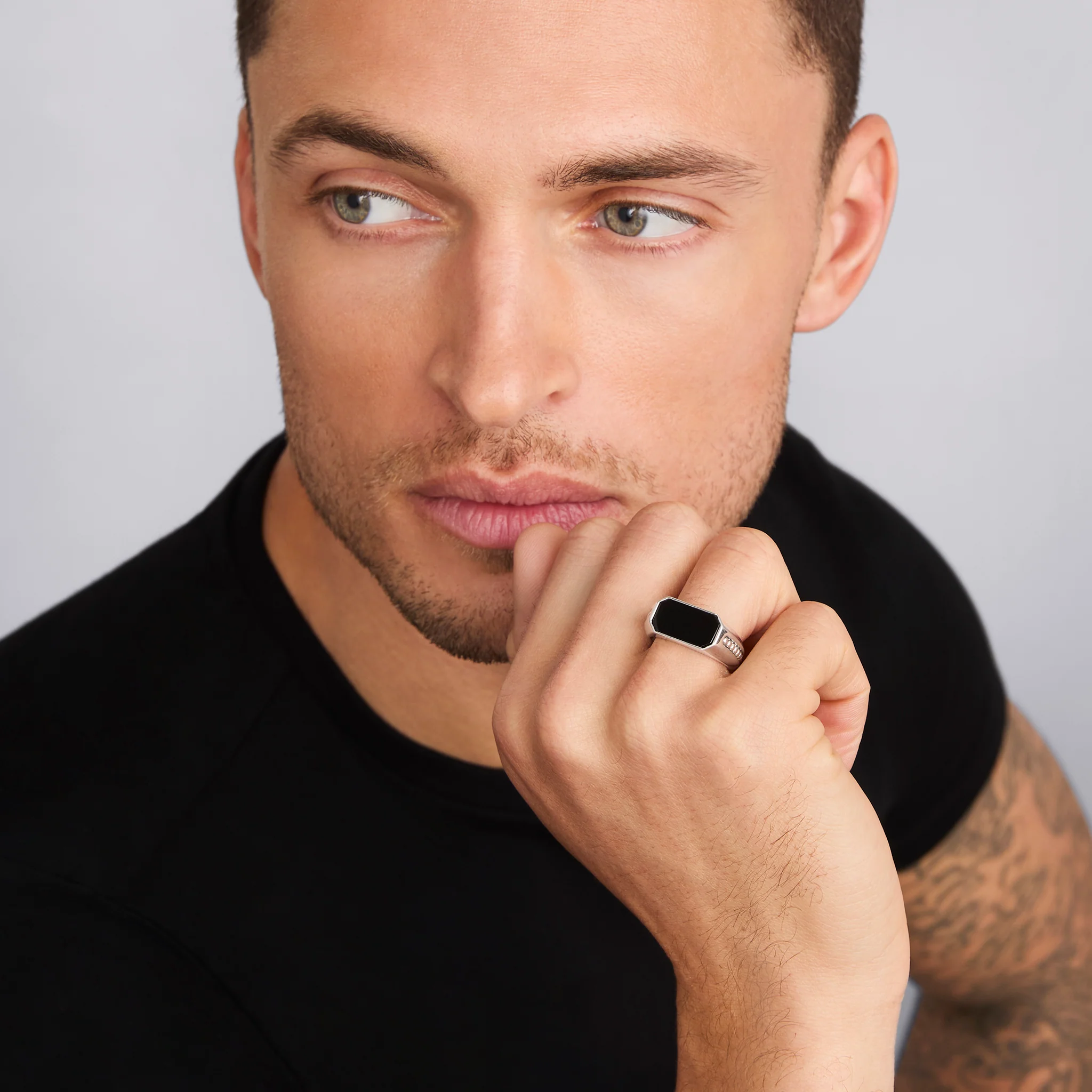 Anthem Sterling Silver Onyx Octagon Ring - Image 2