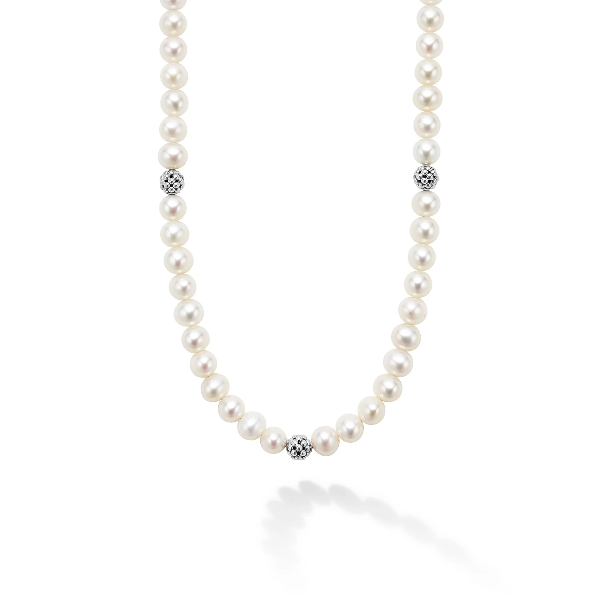 Anthem Freshwater Pearl Sterling Silver Station Bead Necklace