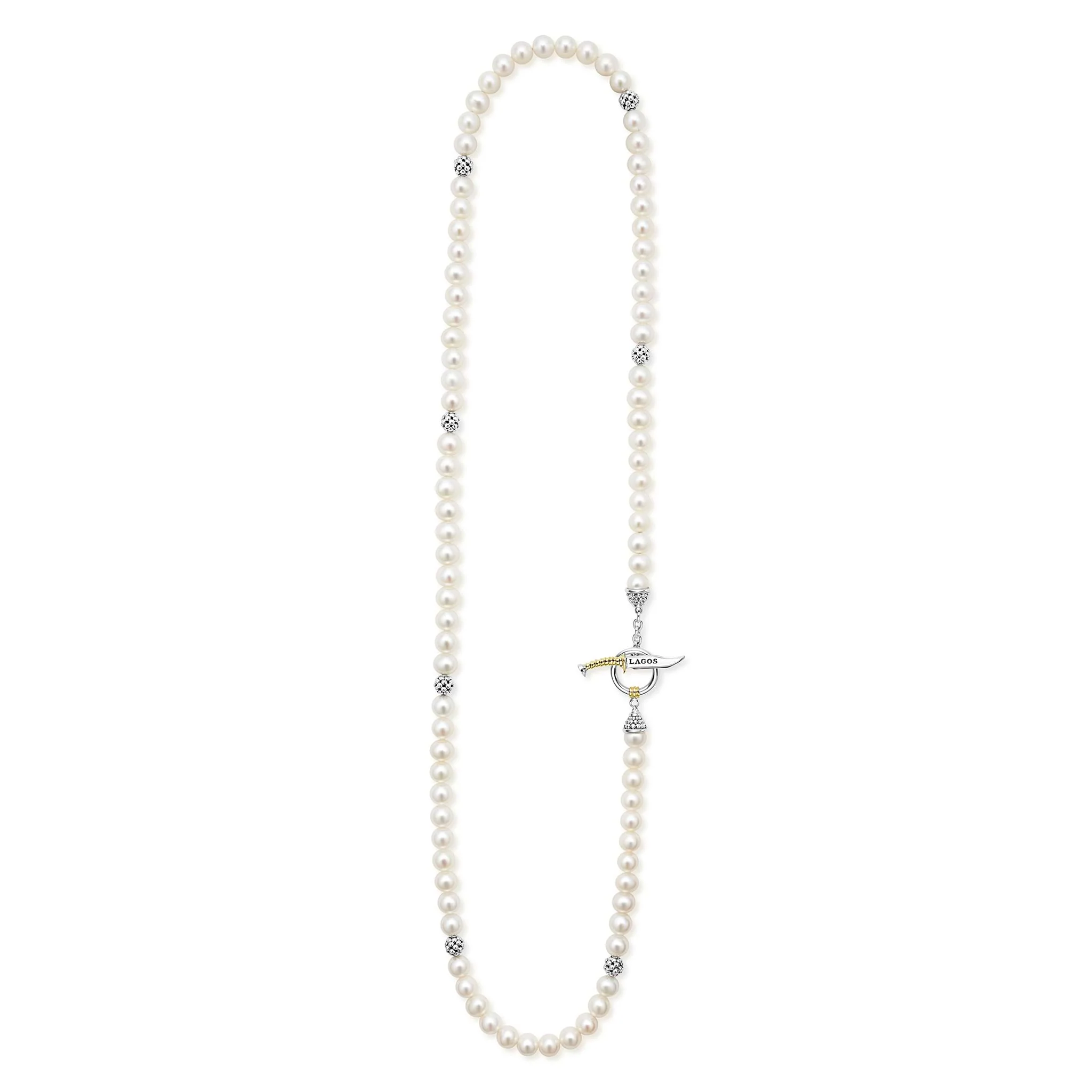 Anthem Freshwater Pearl Sterling Silver Station Bead Necklace - Image 3