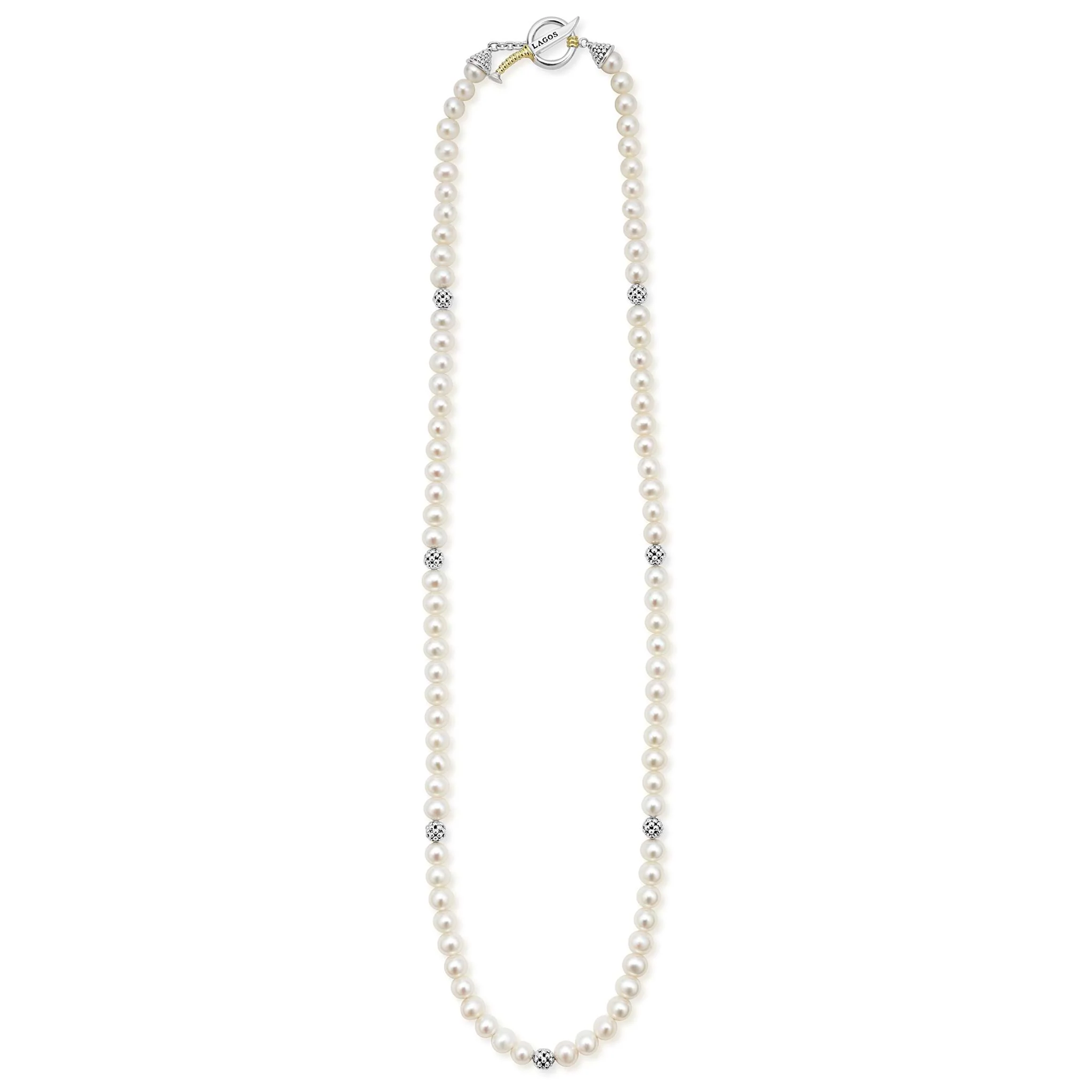 Anthem Freshwater Pearl Sterling Silver Station Bead Necklace - Image 4