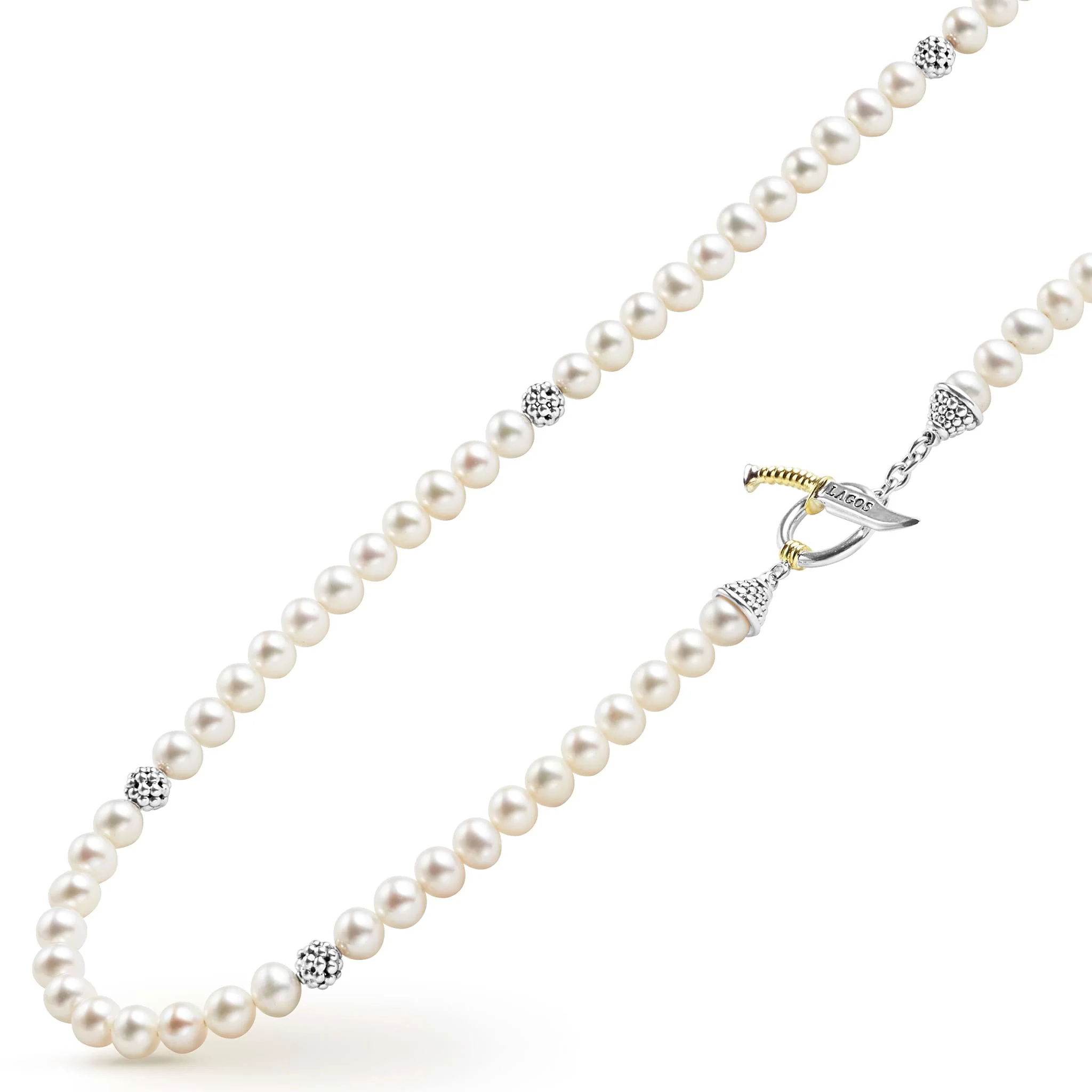 Anthem Freshwater Pearl Sterling Silver Station Bead Necklace - Image 5